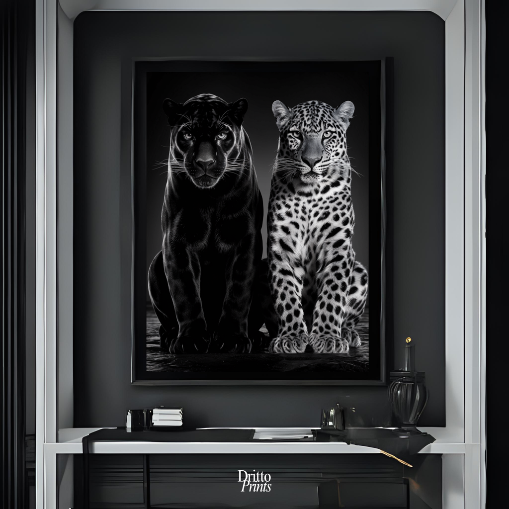 (FD5) Black Panther and Leopard – Silent Royals Framed matte paper poster