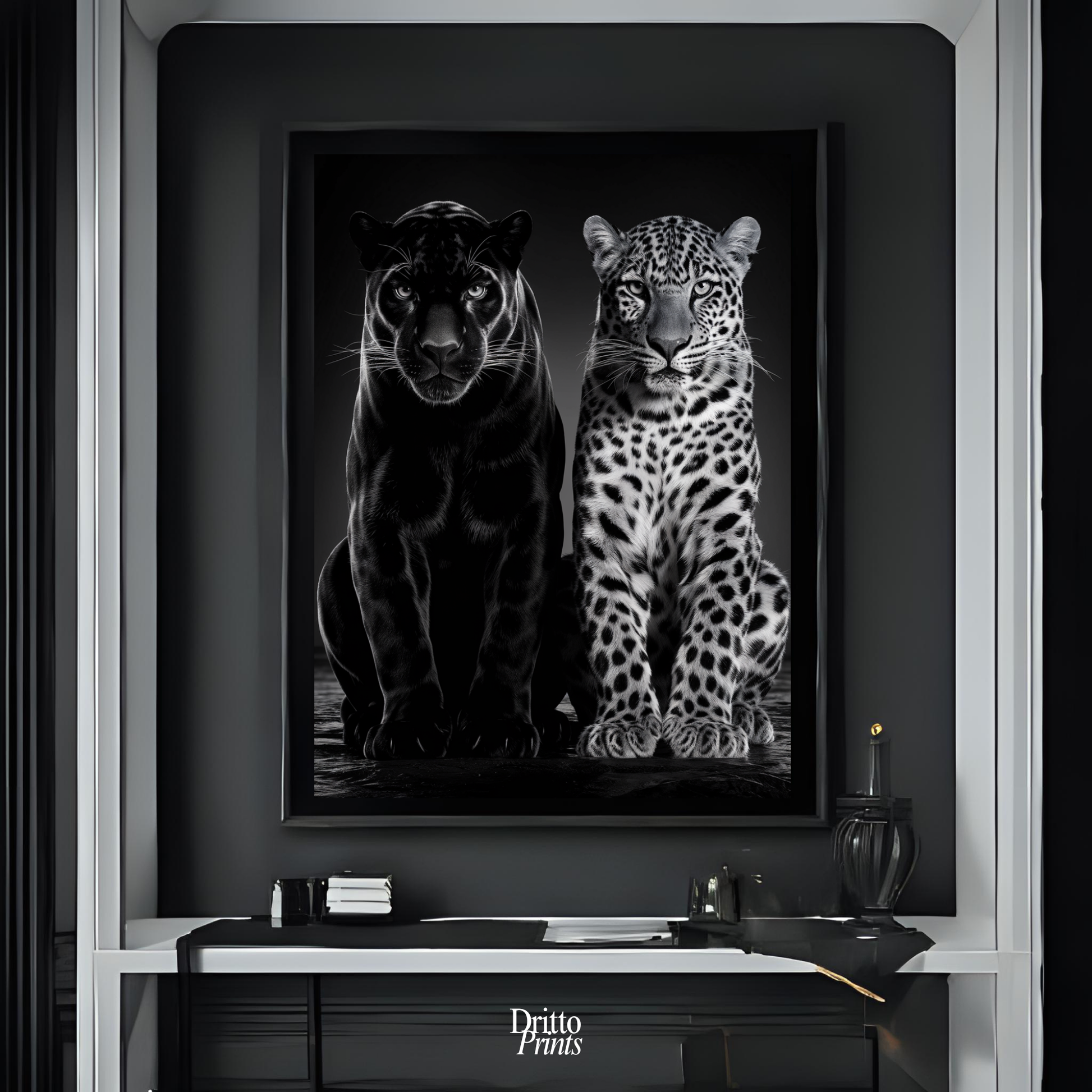 (FD5) Black Panther and Leopard – Silent Royals Framed matte paper poster