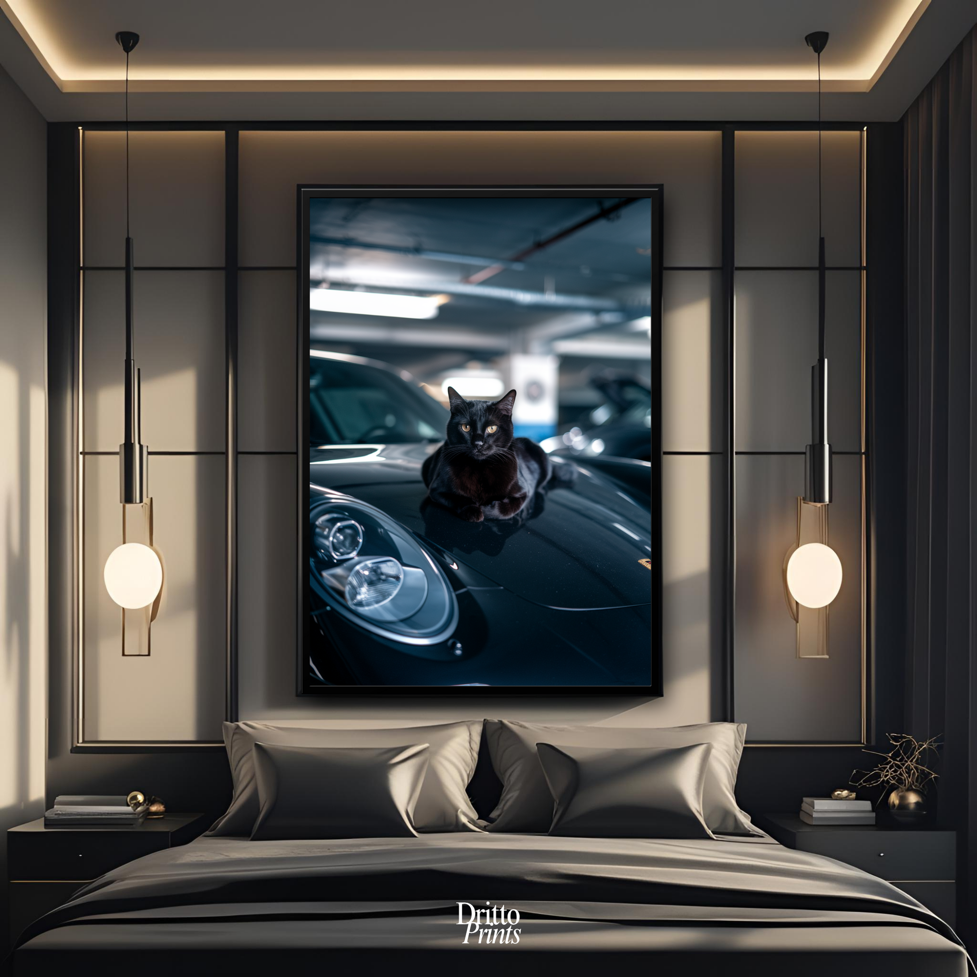 (FD9) Black Cat Turbo - Framed matte paper poster