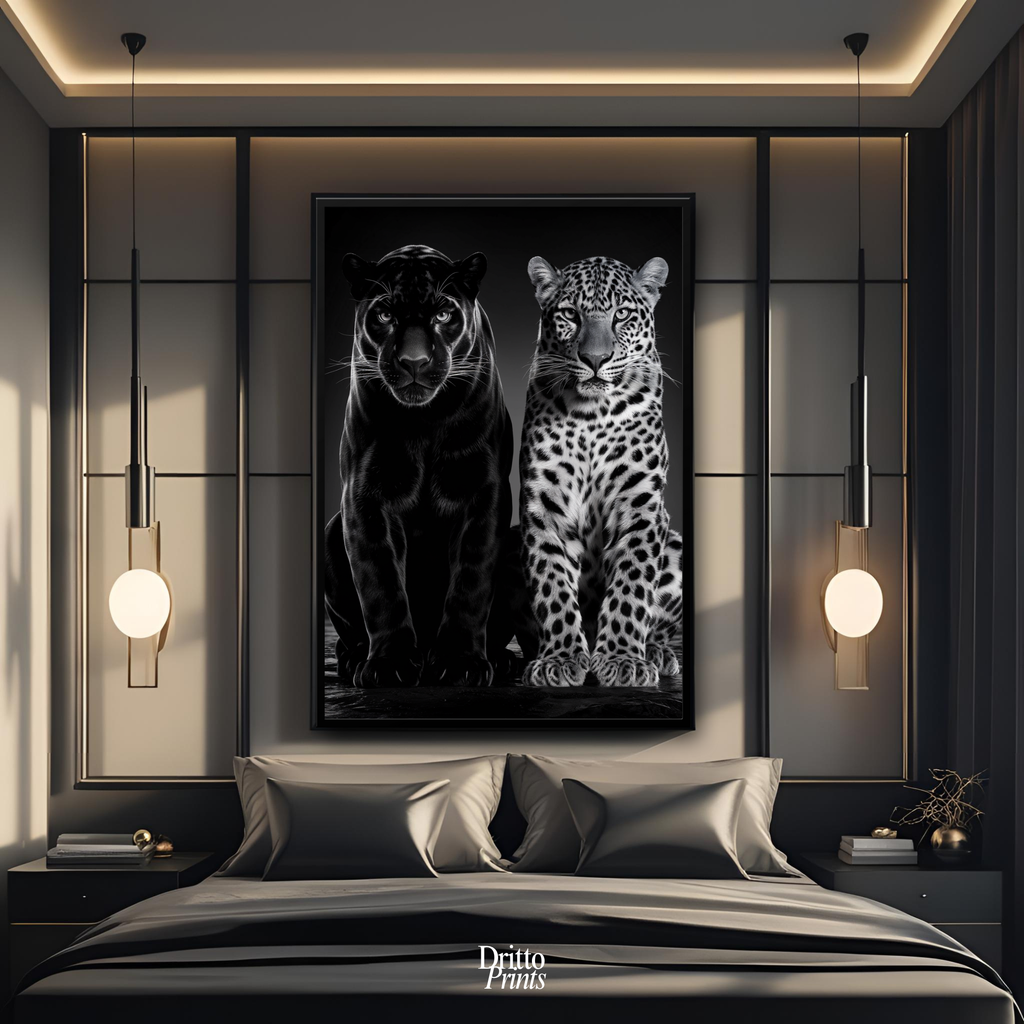 (FD5) Black Panther and Leopard – Silent Royals Framed matte paper poster