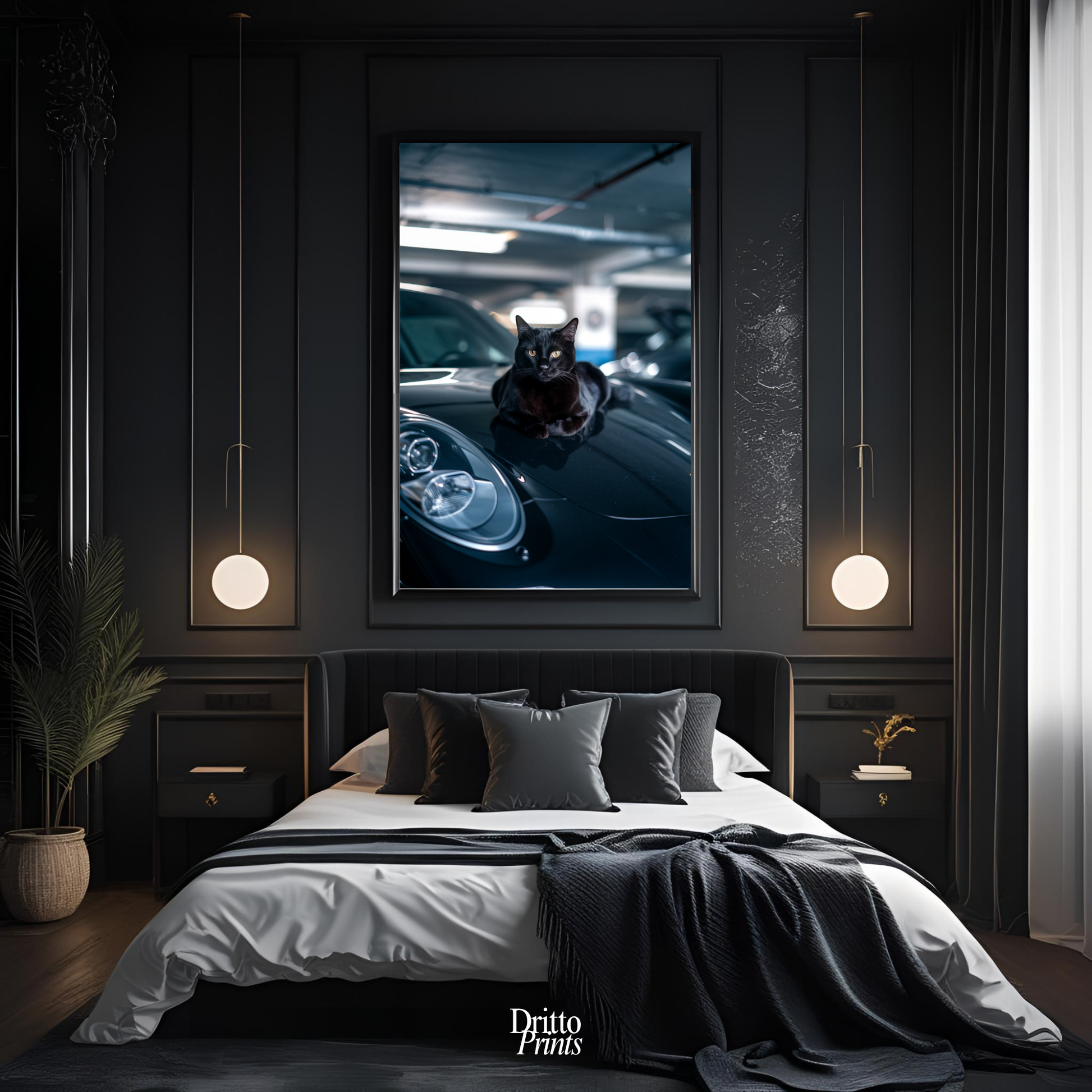 (FD9) Black Cat Turbo - Framed matte paper poster
