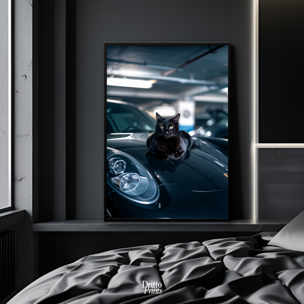 (FD9) Black Cat Turbo - Framed matte paper poster