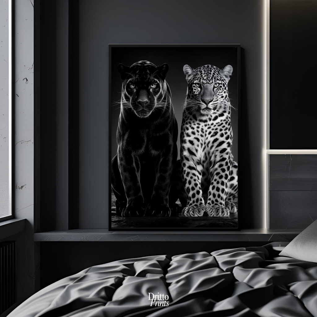 (FD5) Black Panther and Leopard – Silent Royals Framed matte paper poster