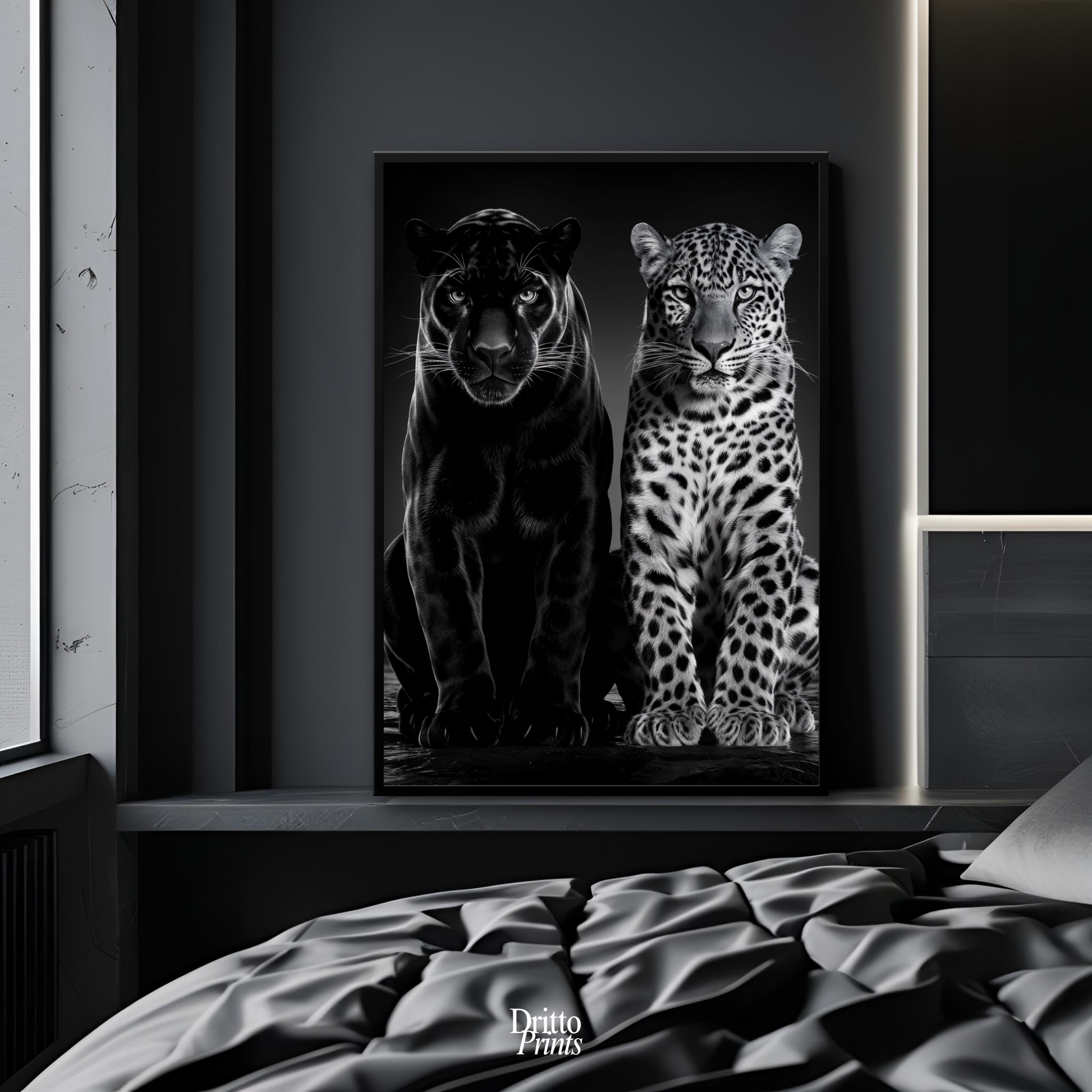 (FD5) Black Panther and Leopard – Silent Royals Framed matte paper poster