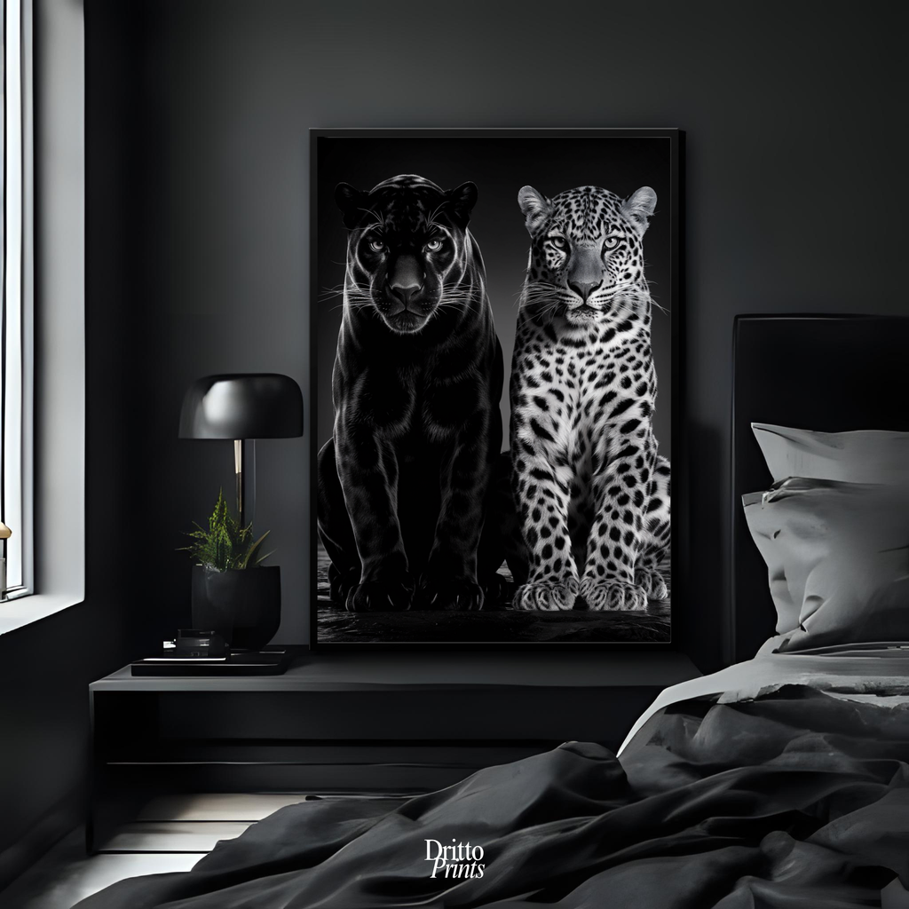 (FD5) Black Panther and Leopard – Silent Royals Framed matte paper poster