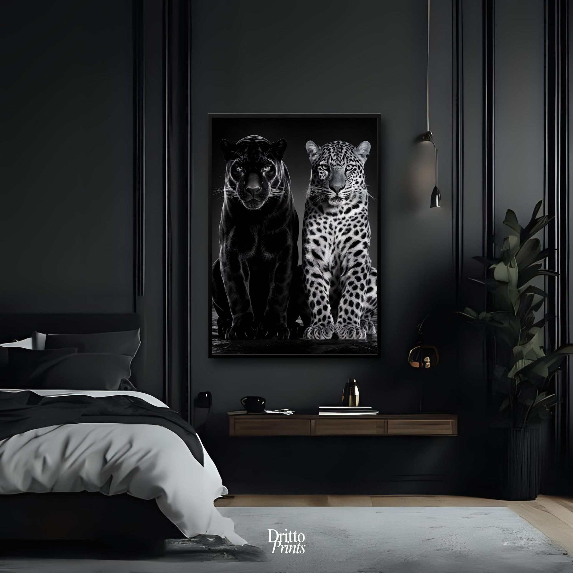 (FD5) Black Panther and Leopard – Silent Royals Framed matte paper poster