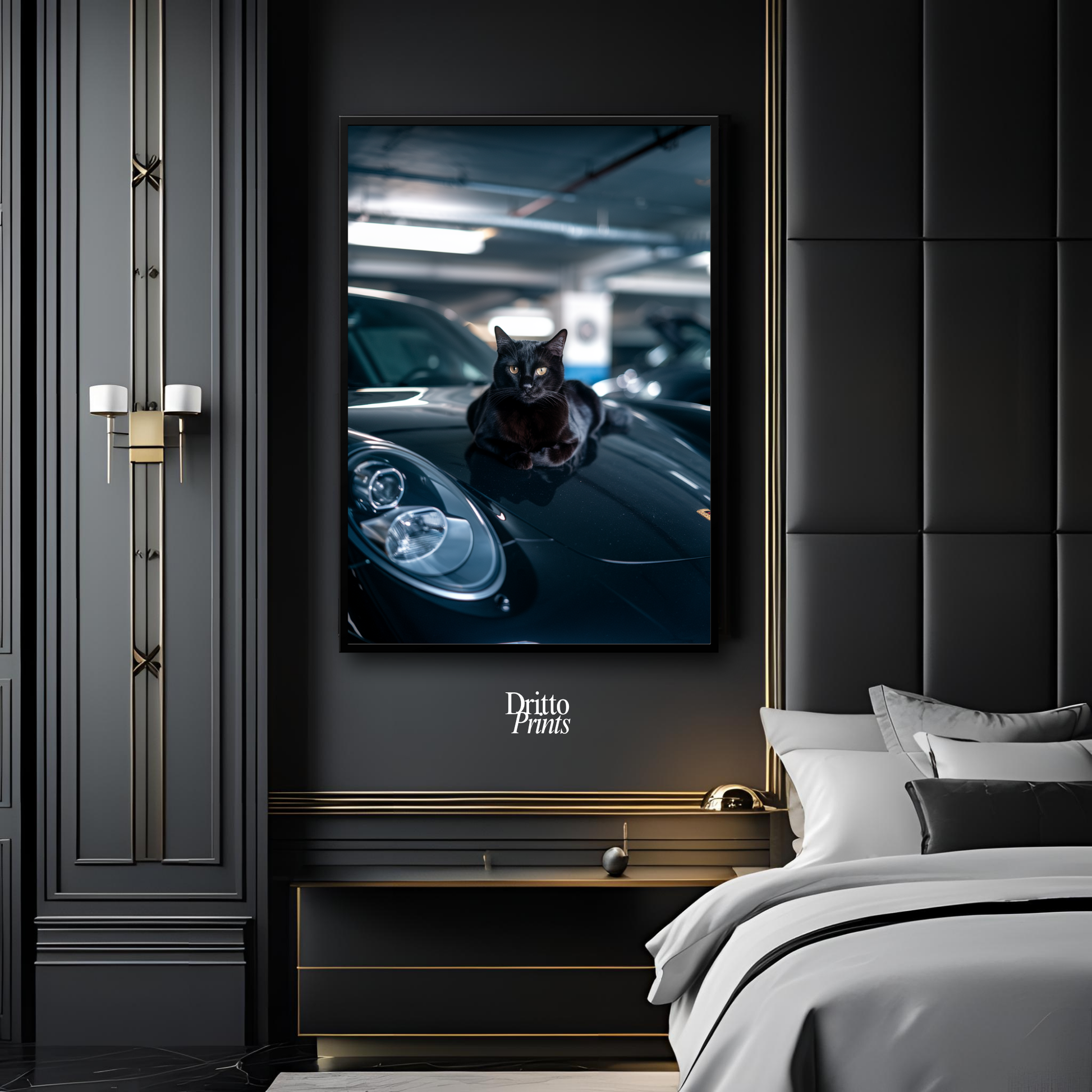 (FD9) Black Cat Turbo - Framed matte paper poster
