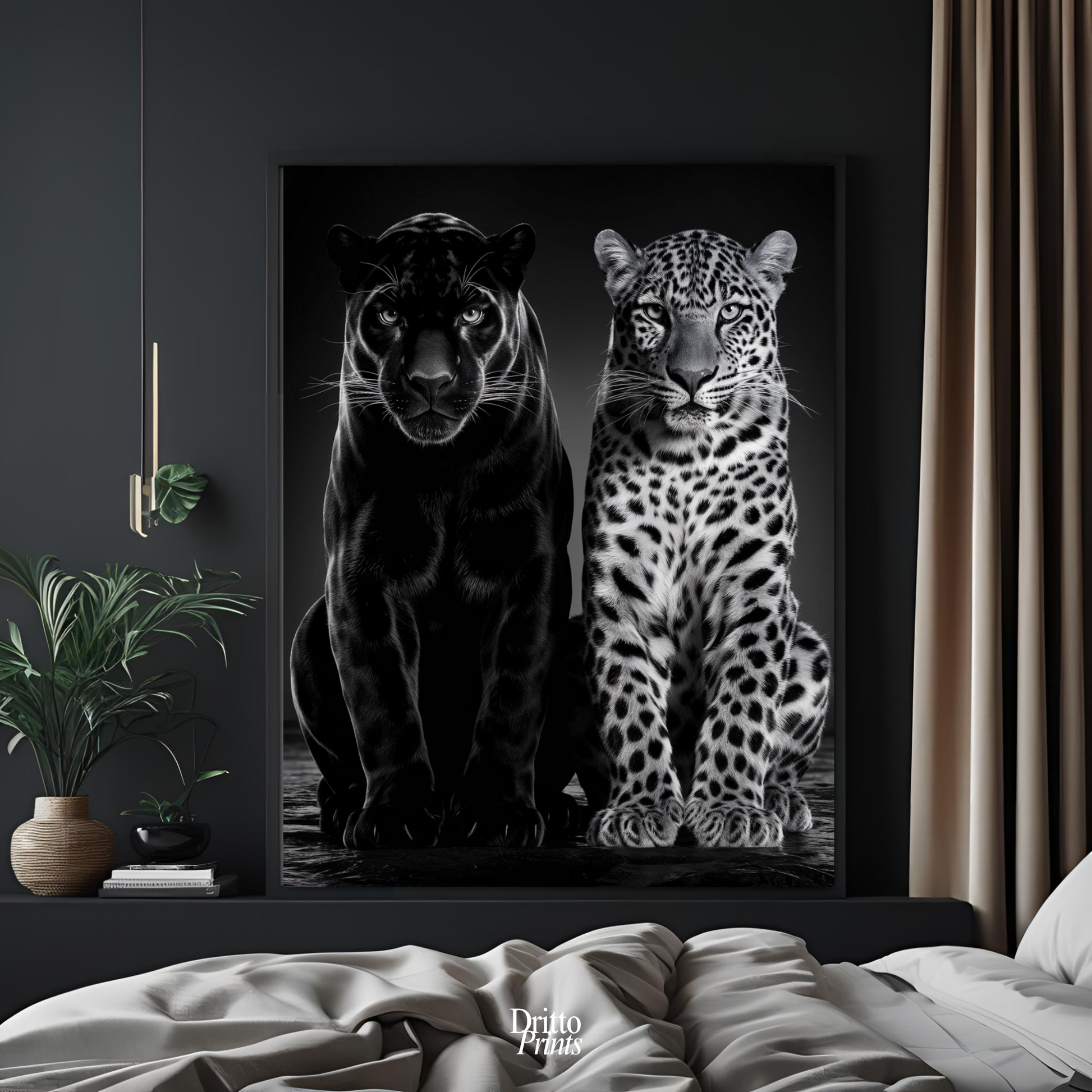 (FD5) Black Panther and Leopard – Silent Royals Framed matte paper poster