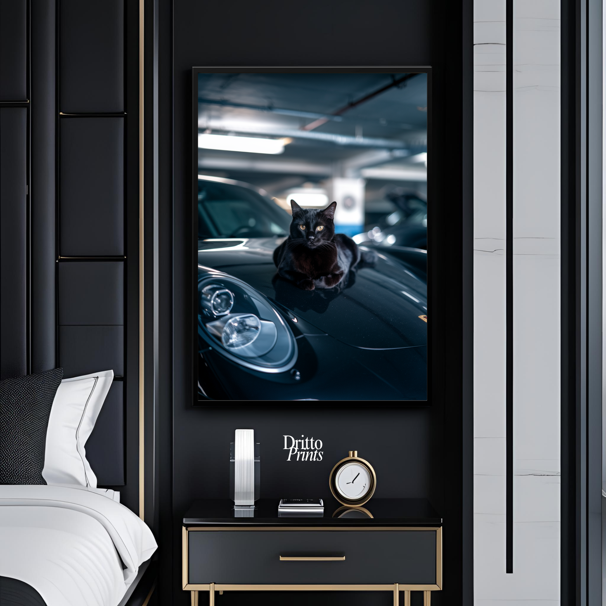 (FD9) Black Cat Turbo - Framed matte paper poster