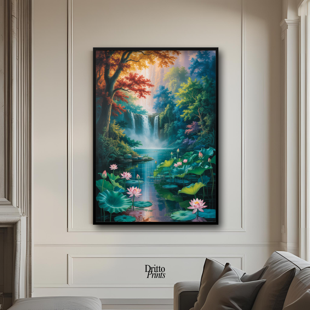 (FD26) Dream of the Lotus Falls - Framed matte paper poster