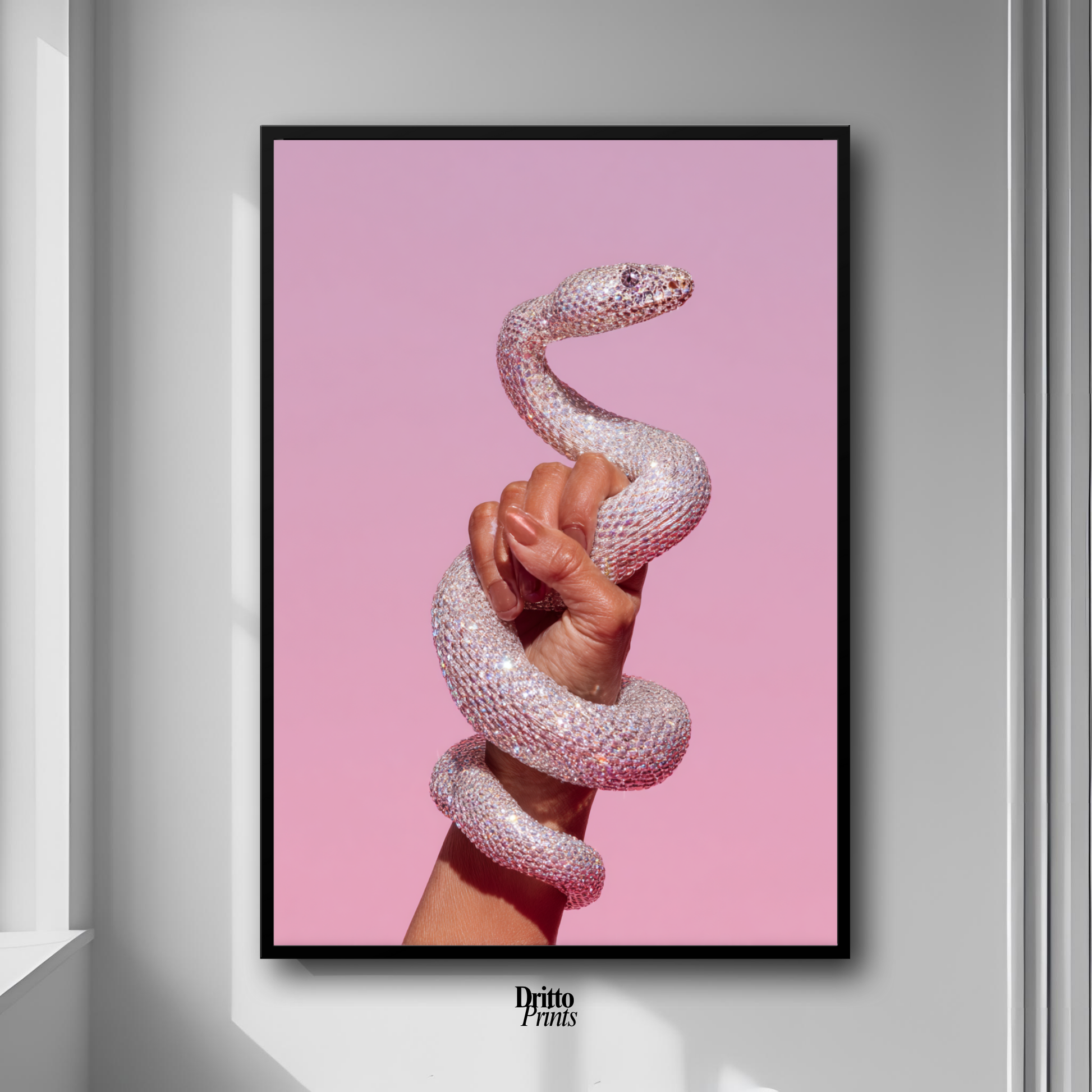 (FD31) Diamond Serpent in Her Hand - Framed matte paper poster