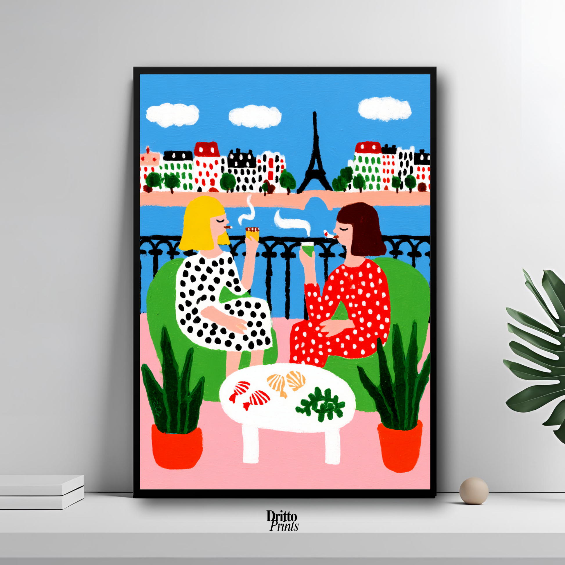 (FD36) Balcony Moments in Paris – Matisse Style Framed Matte Paper Poster