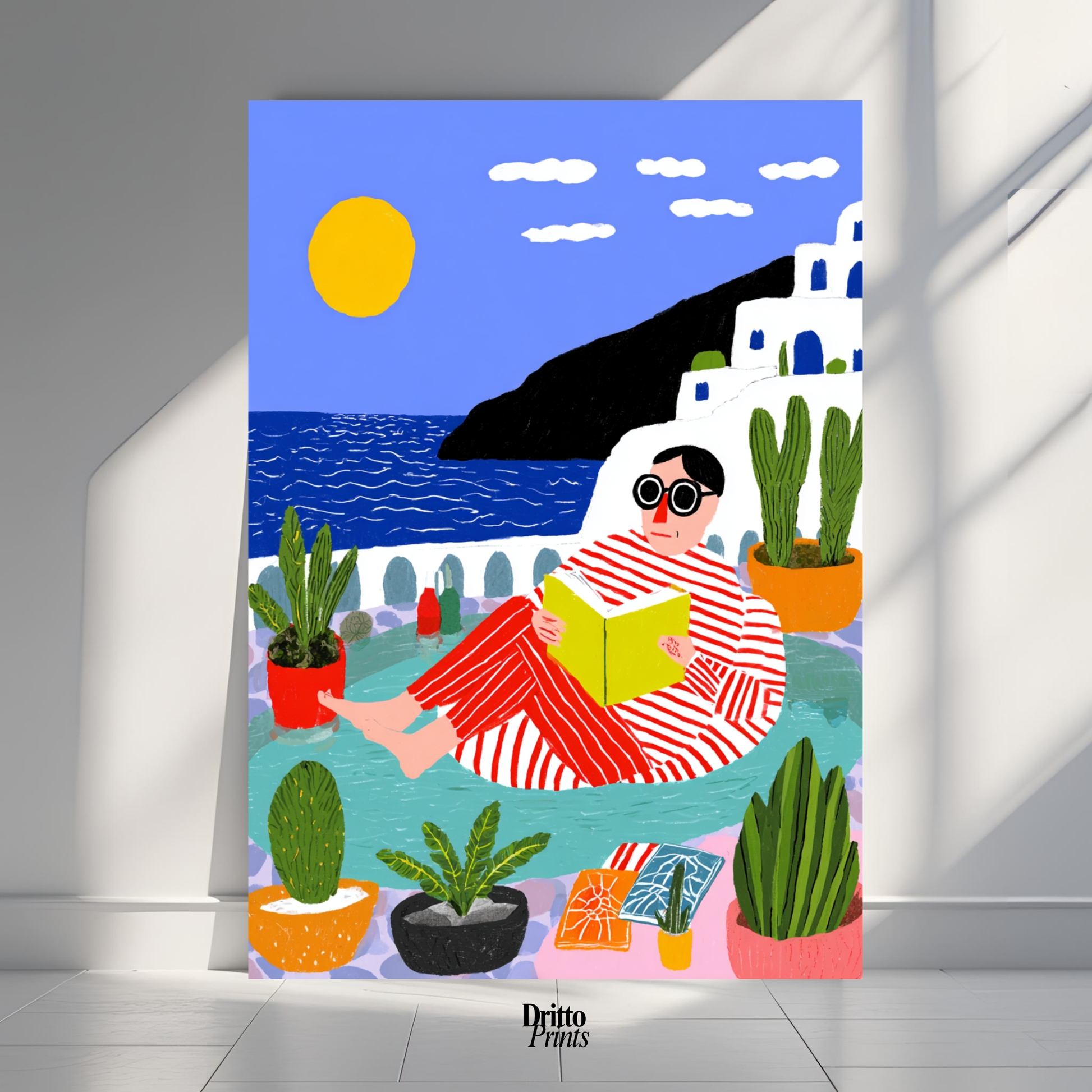 (PD38) Morning Glow at the Villa – 1980s Poolside Poster