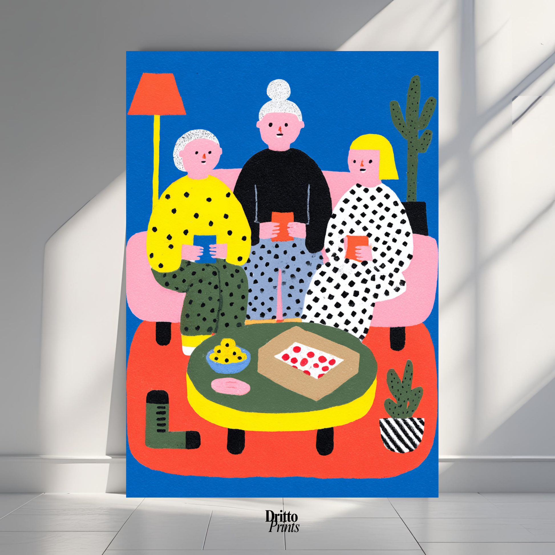 (PD36) Retro Sleepover – Pizza, Batman & 80s Living Room Poster