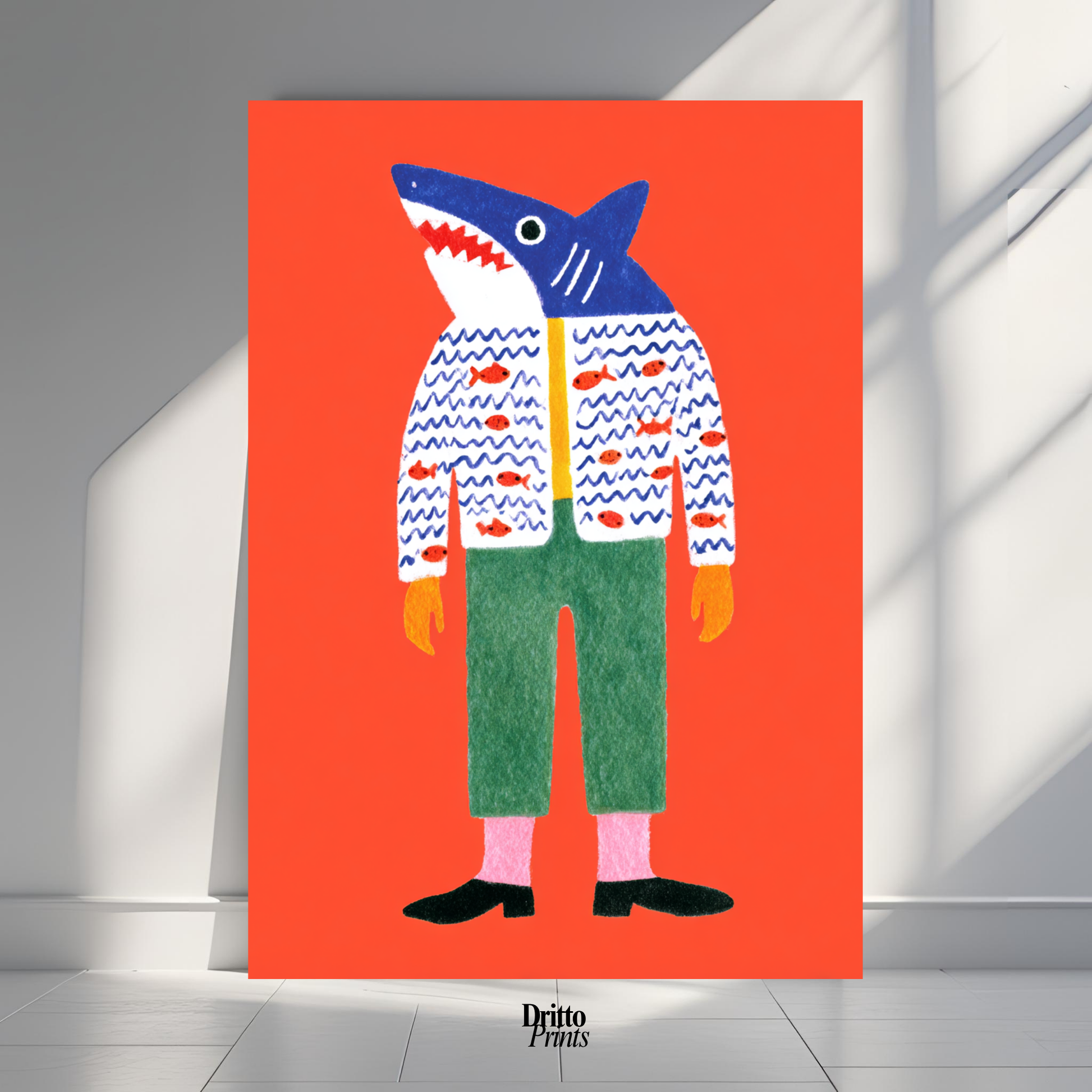 (PD33) Cyber Predator – High-Tech Shark Mask Poster
