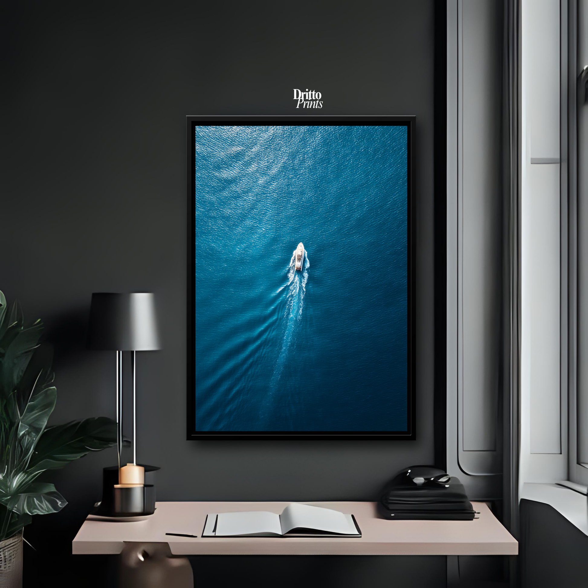 (CF6) Morning Drift Over Blue - Framed canvas