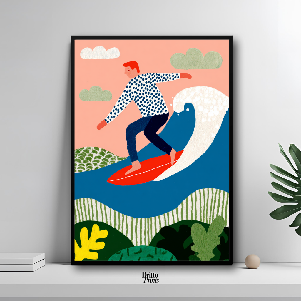 (FD39) Big Wave Ride – Framed matte paper poster