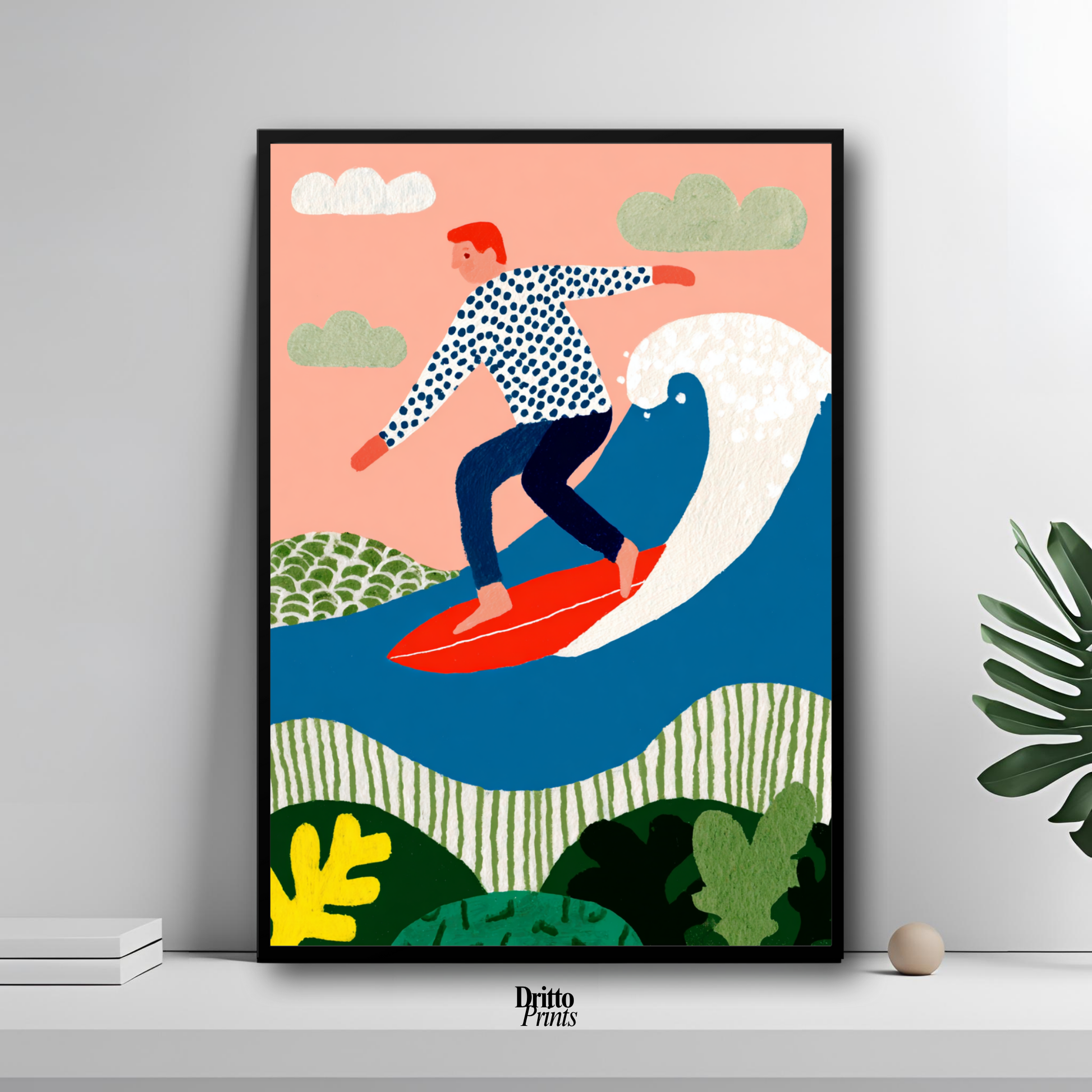 (FD39) Big Wave Ride – Framed matte paper poster