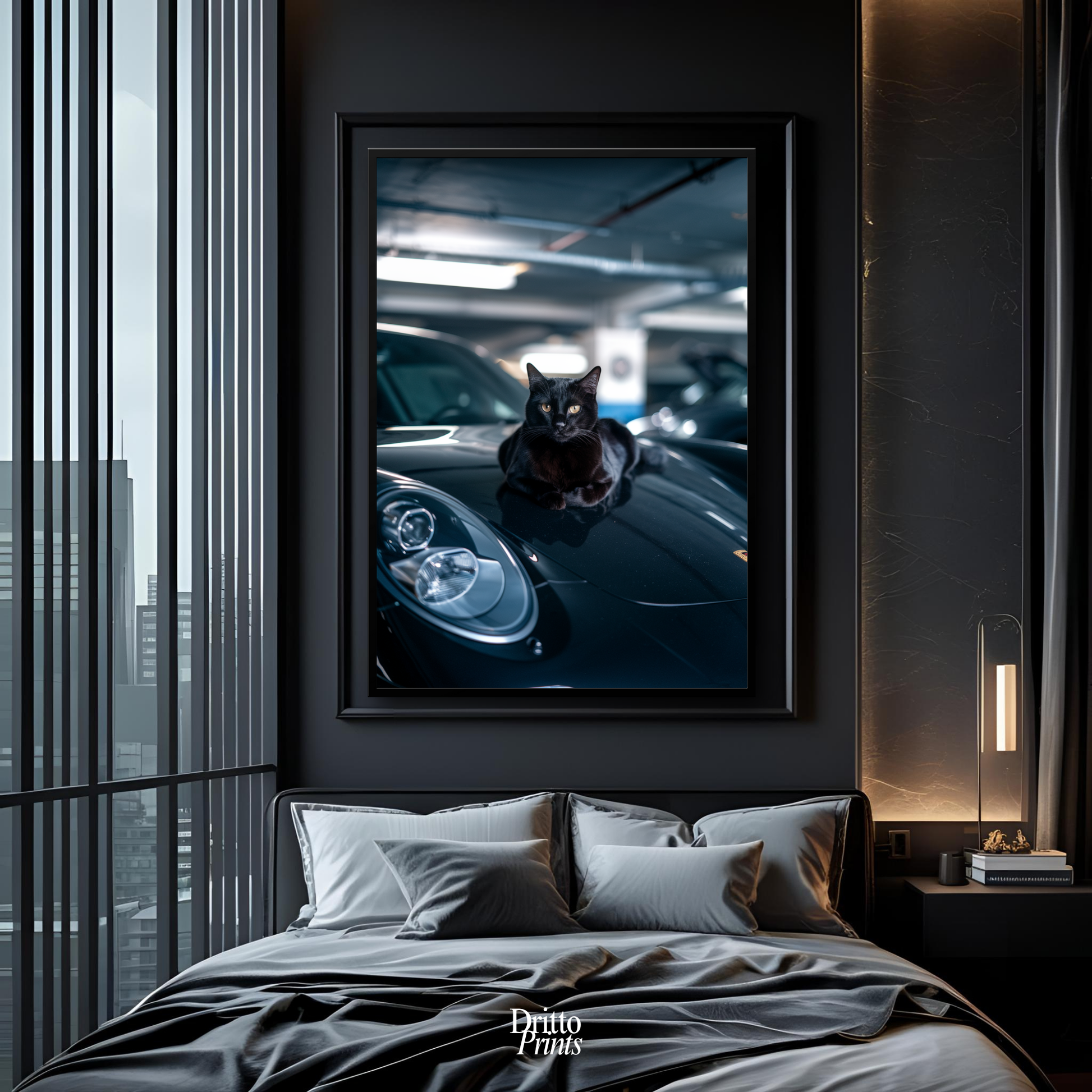 (FD9) Black Cat Turbo - Framed matte paper poster