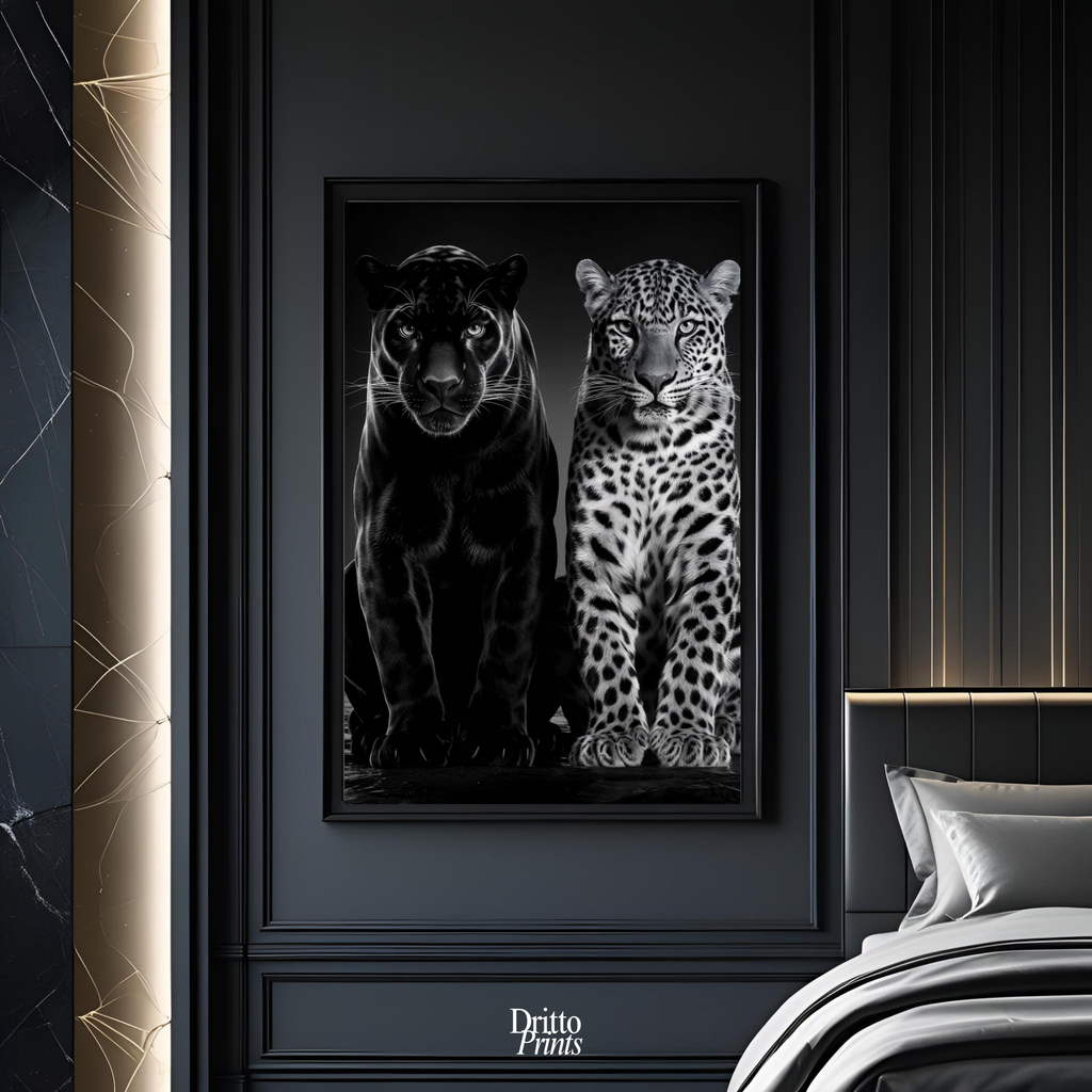 (FD5) Black Panther and Leopard – Silent Royals Framed matte paper poster