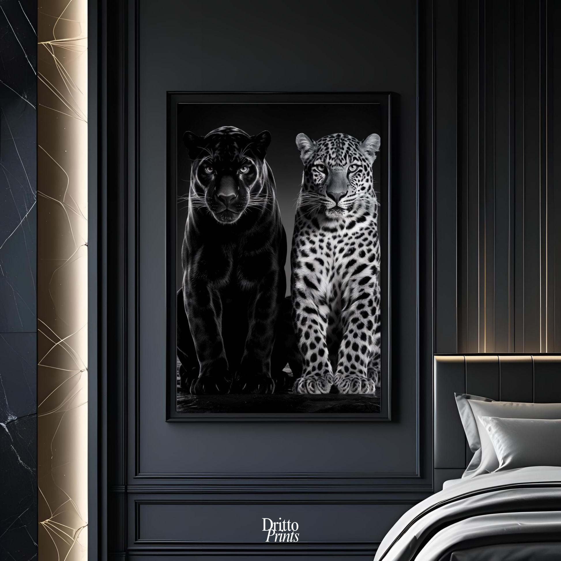 (FD5) Black Panther and Leopard – Silent Royals Framed matte paper poster