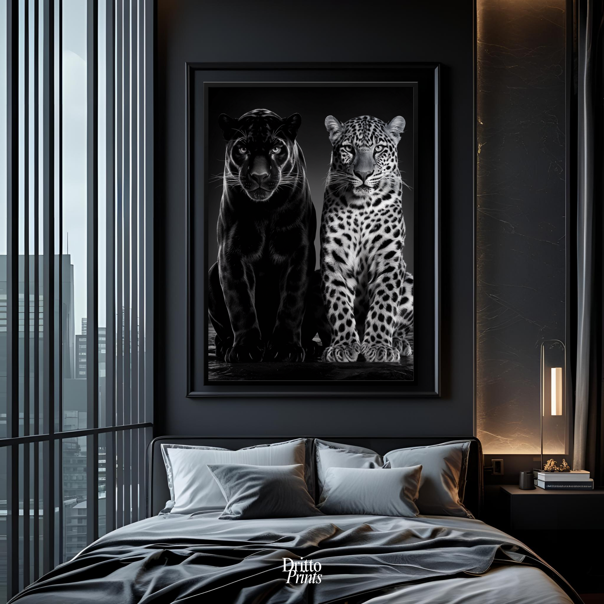 (FD5) Black Panther and Leopard – Silent Royals Framed matte paper poster