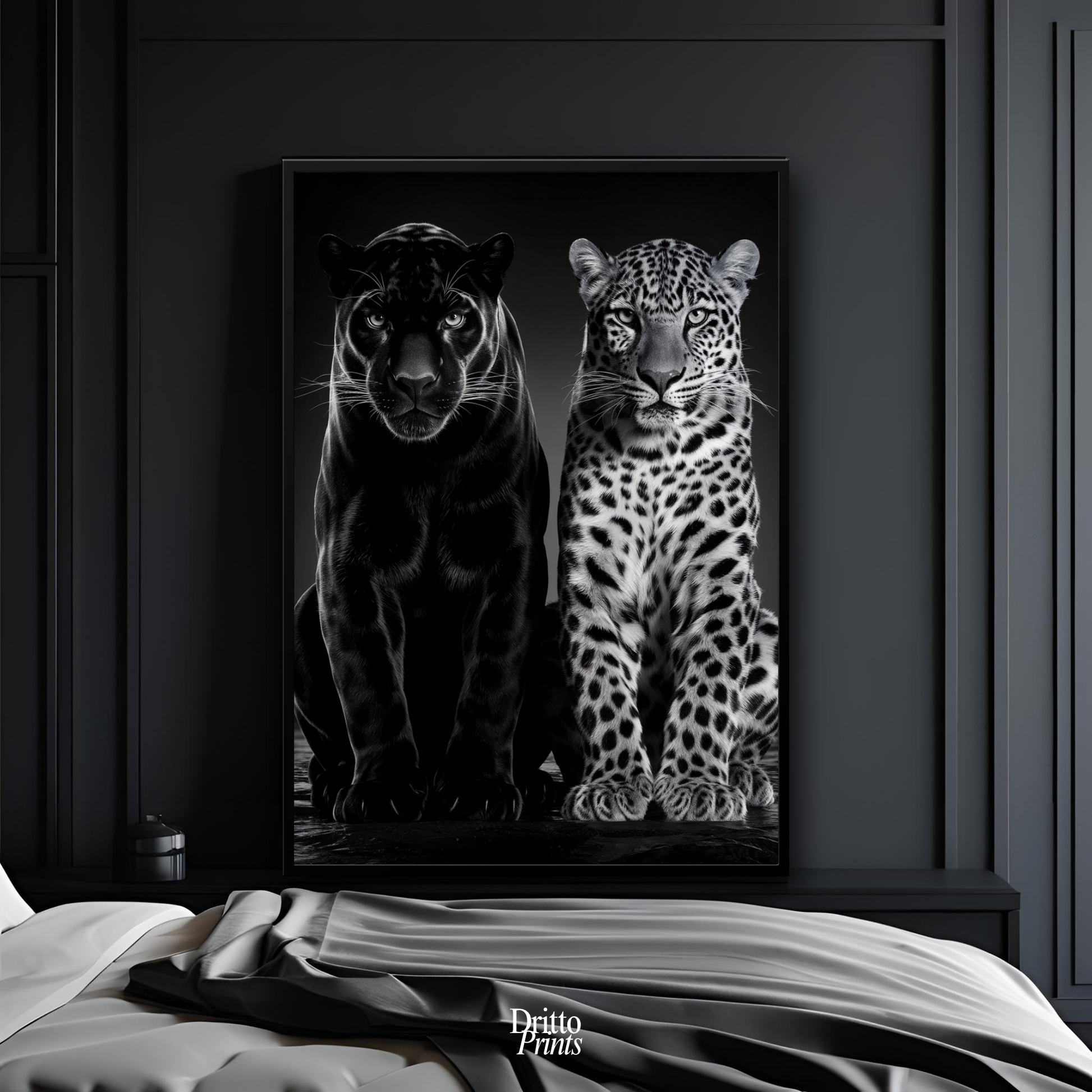 (FD5) Black Panther and Leopard – Silent Royals Framed matte paper poster