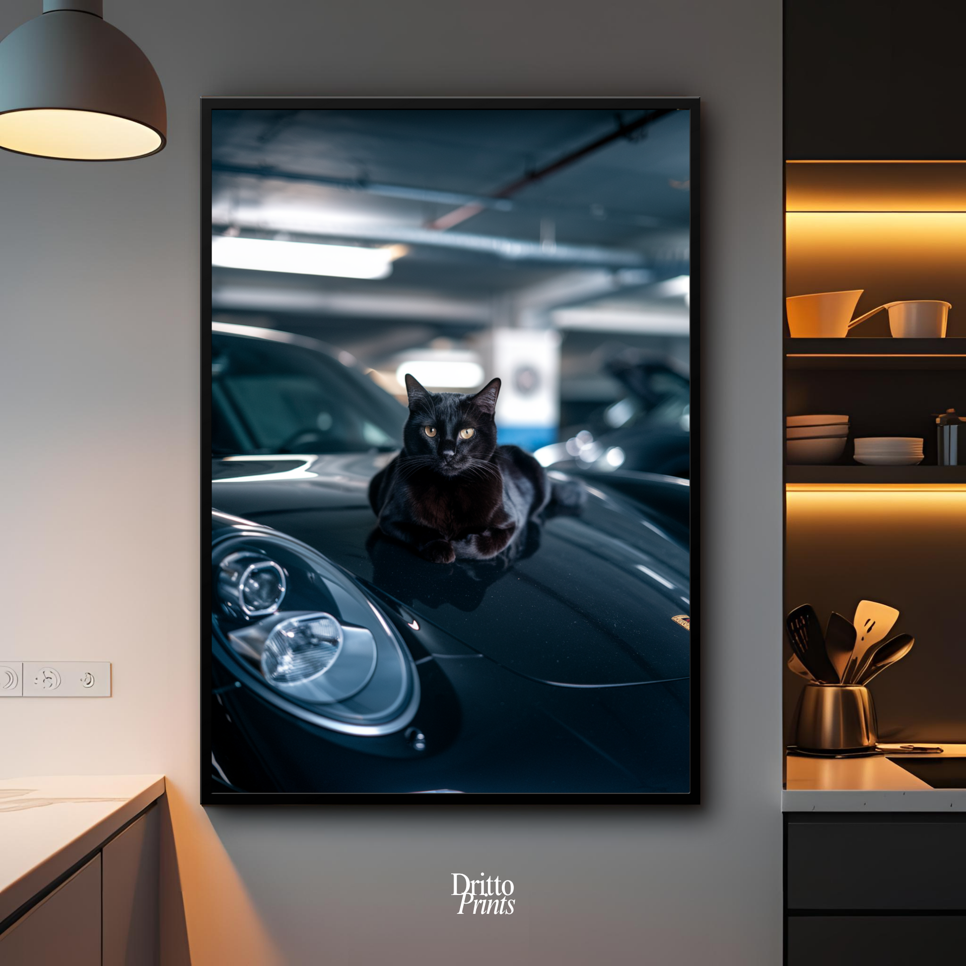 (FD9) Black Cat Turbo - Framed matte paper poster