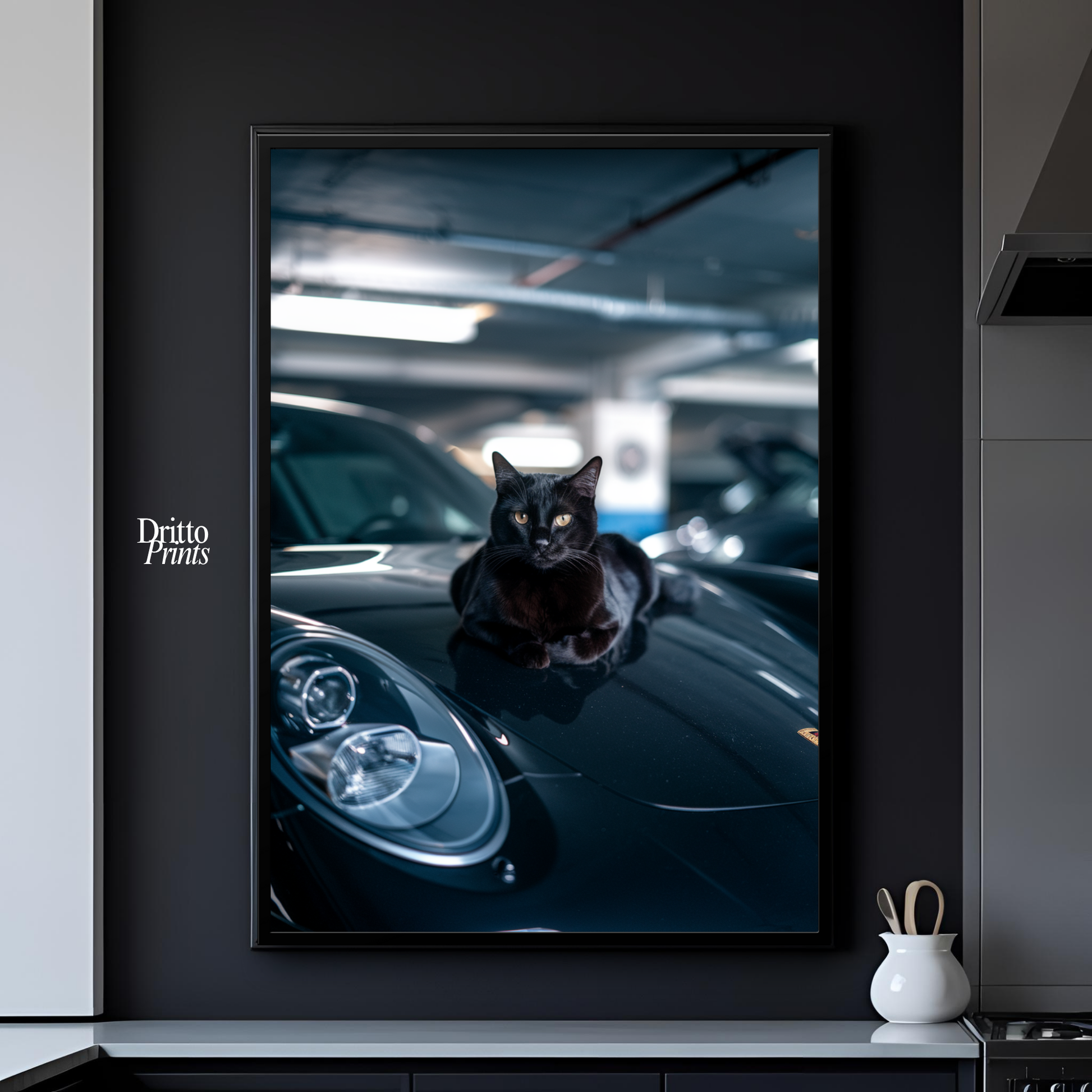(FD9) Black Cat Turbo - Framed matte paper poster