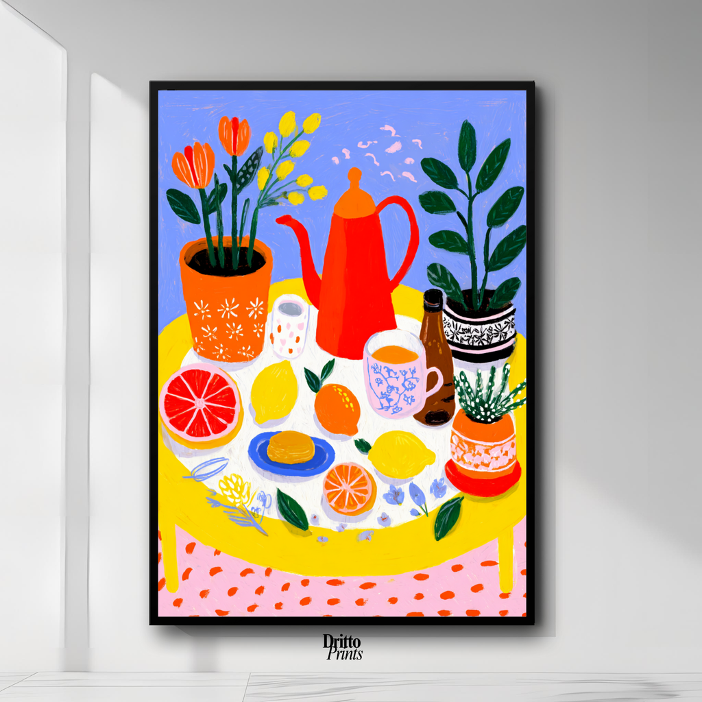 (FD44) Dacha Morning Table - Framed matte paper poster