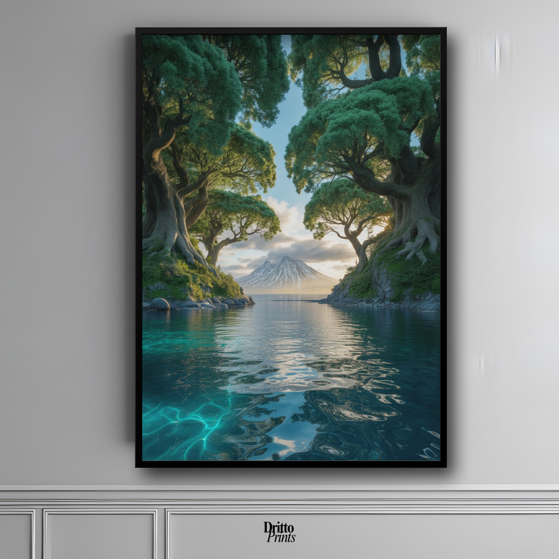 (FD28) Serene Forest & Sea - Framed matte paper poster
