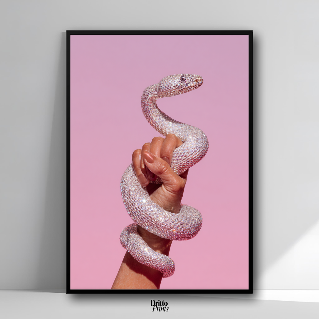 (FD31) Diamond Serpent in Her Hand - Framed matte paper poster