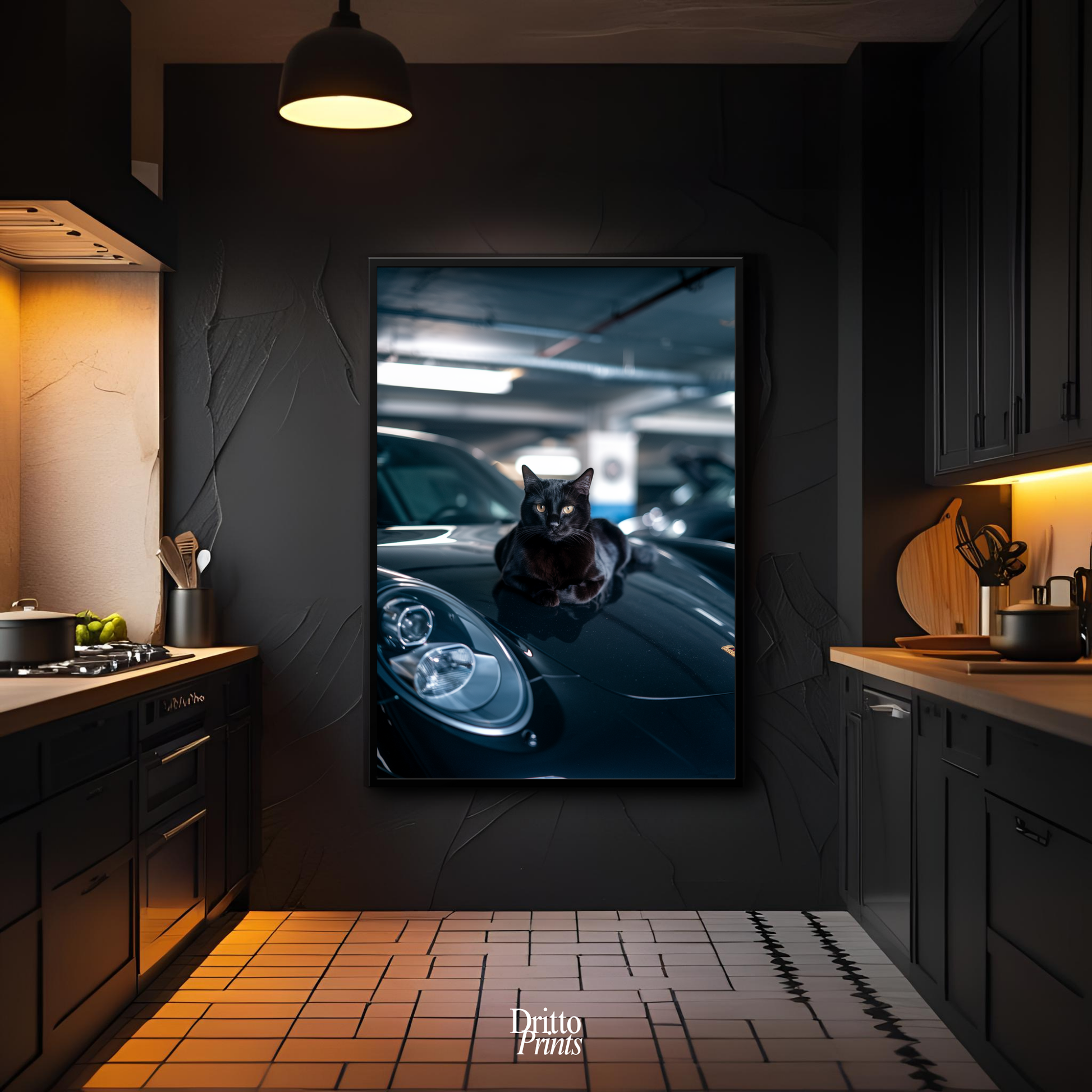 (FD9) Black Cat Turbo - Framed matte paper poster