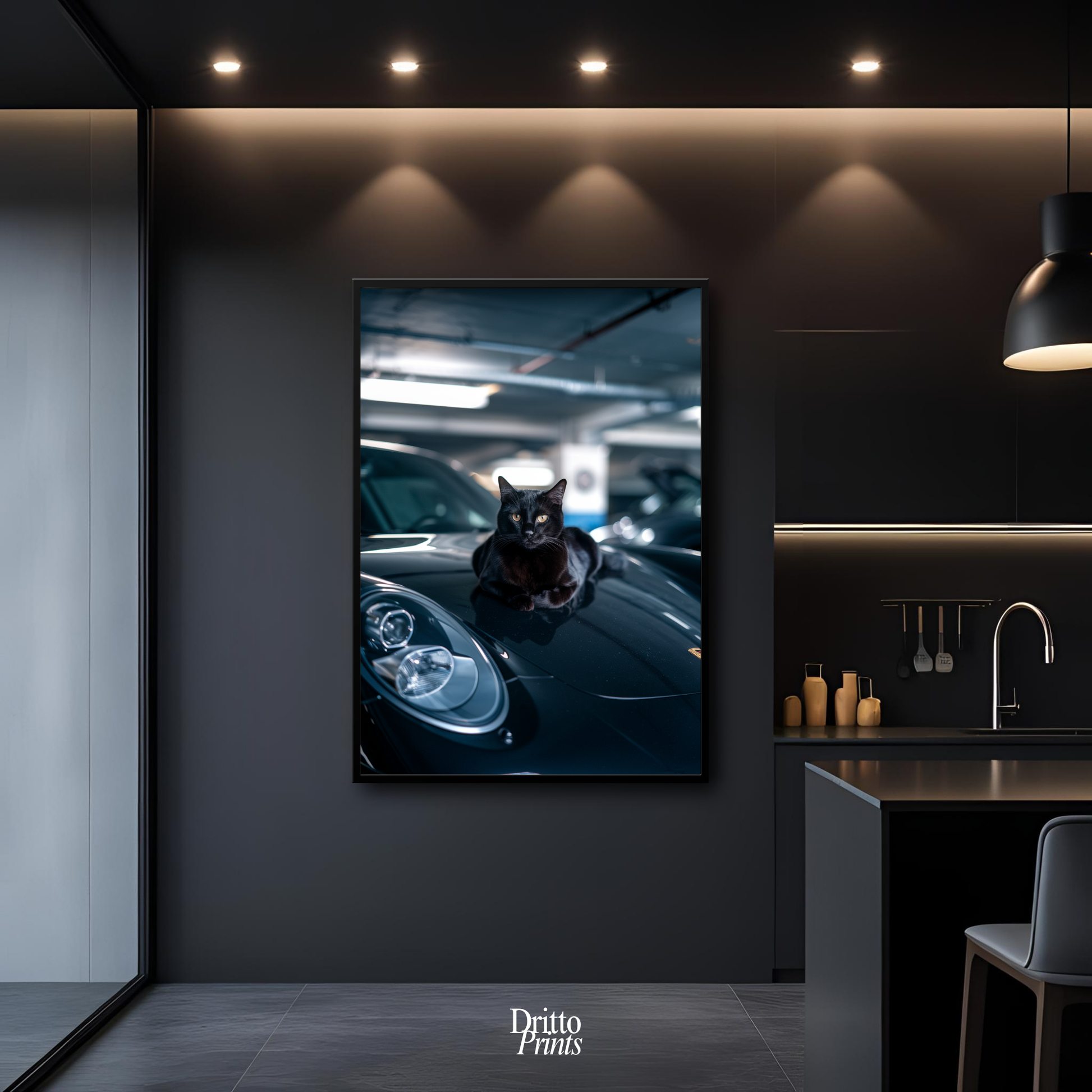 (FD9) Black Cat Turbo - Framed matte paper poster