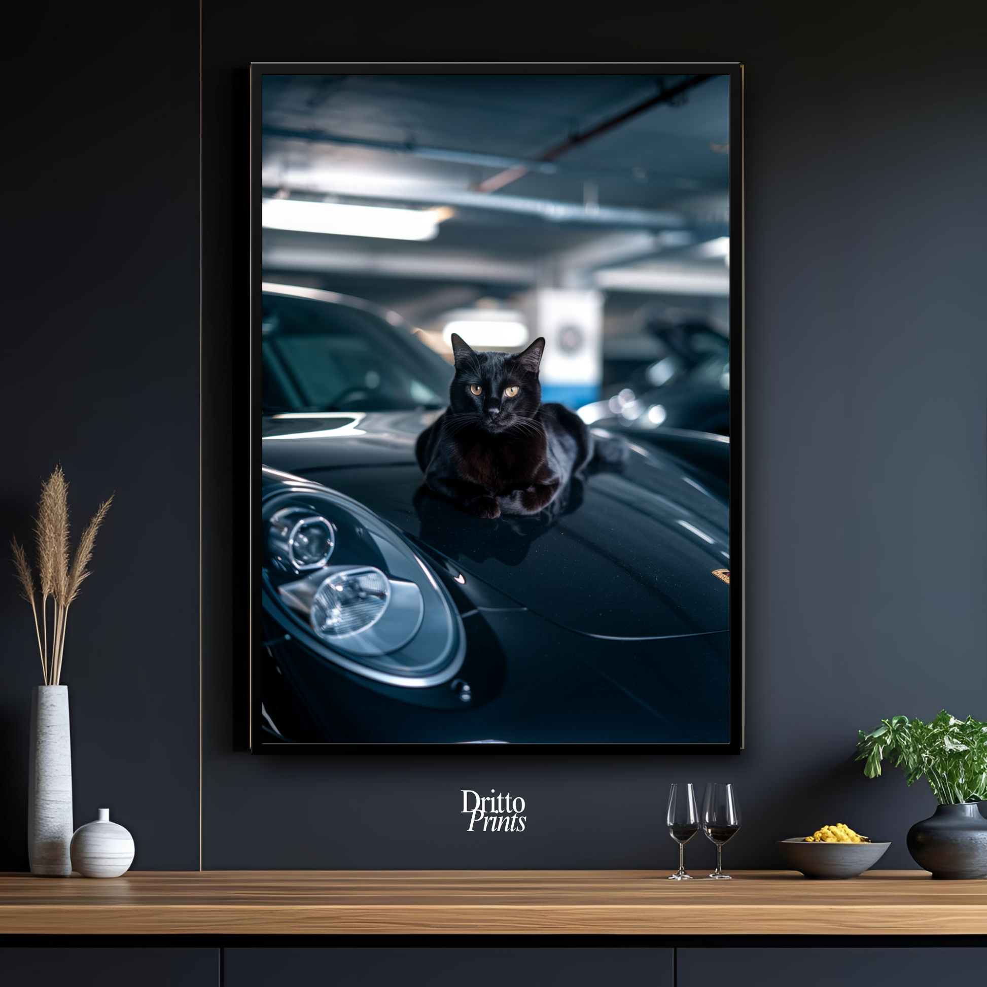 (FD9) Black Cat Turbo - Framed matte paper poster
