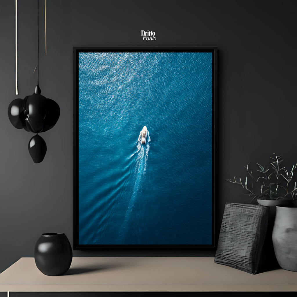 (CF6) Morning Drift Over Blue - Framed canvas