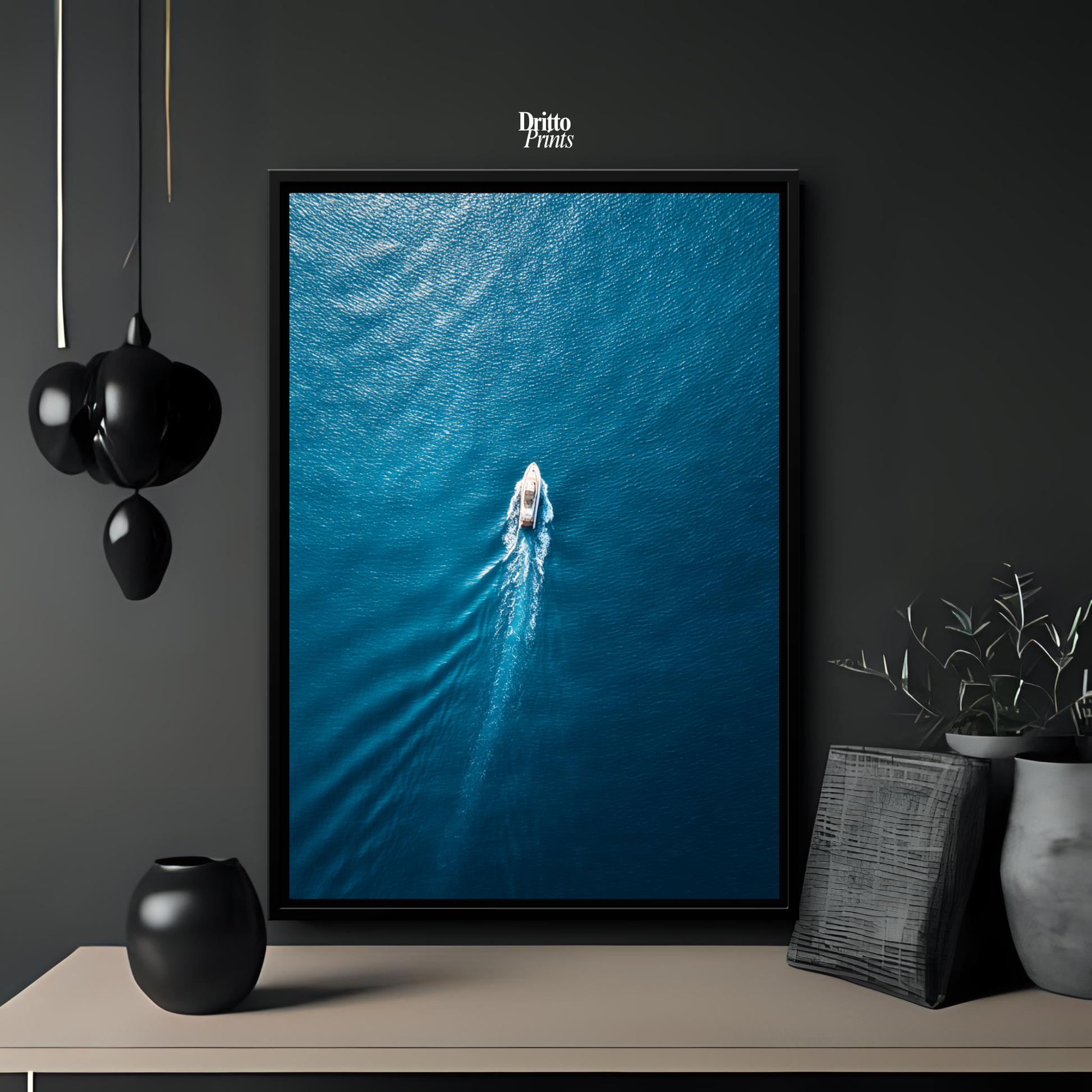 (CF6) Morning Drift Over Blue - Framed canvas