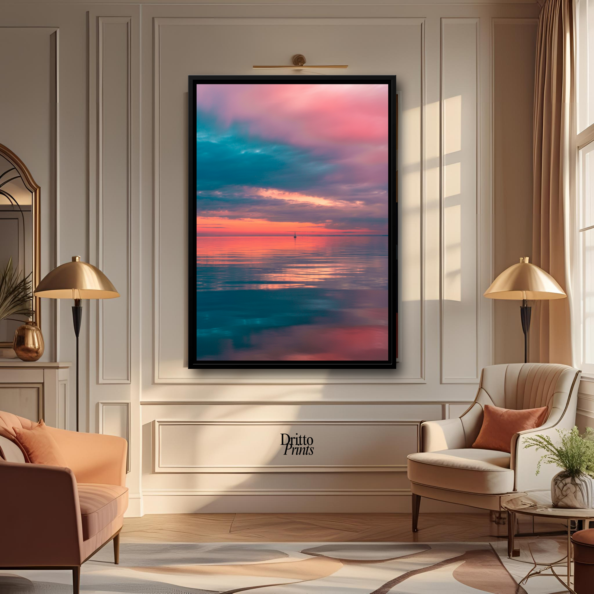 (CF4) Tranquil Neon Dawn - Framed canvas