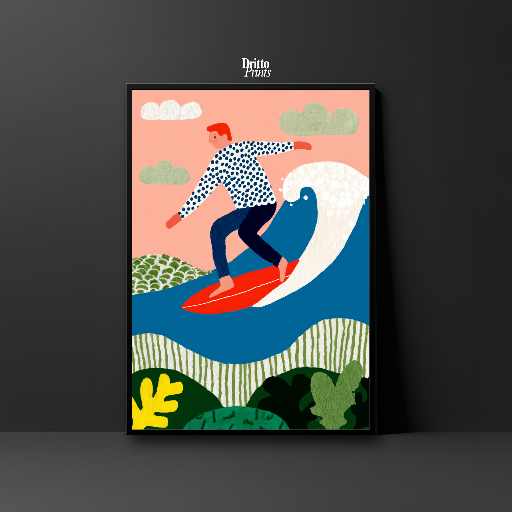(FD39) Big Wave Ride – Framed matte paper poster