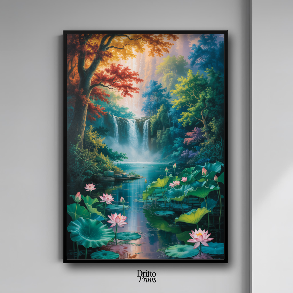 (FD26) Dream of the Lotus Falls - Framed matte paper poster