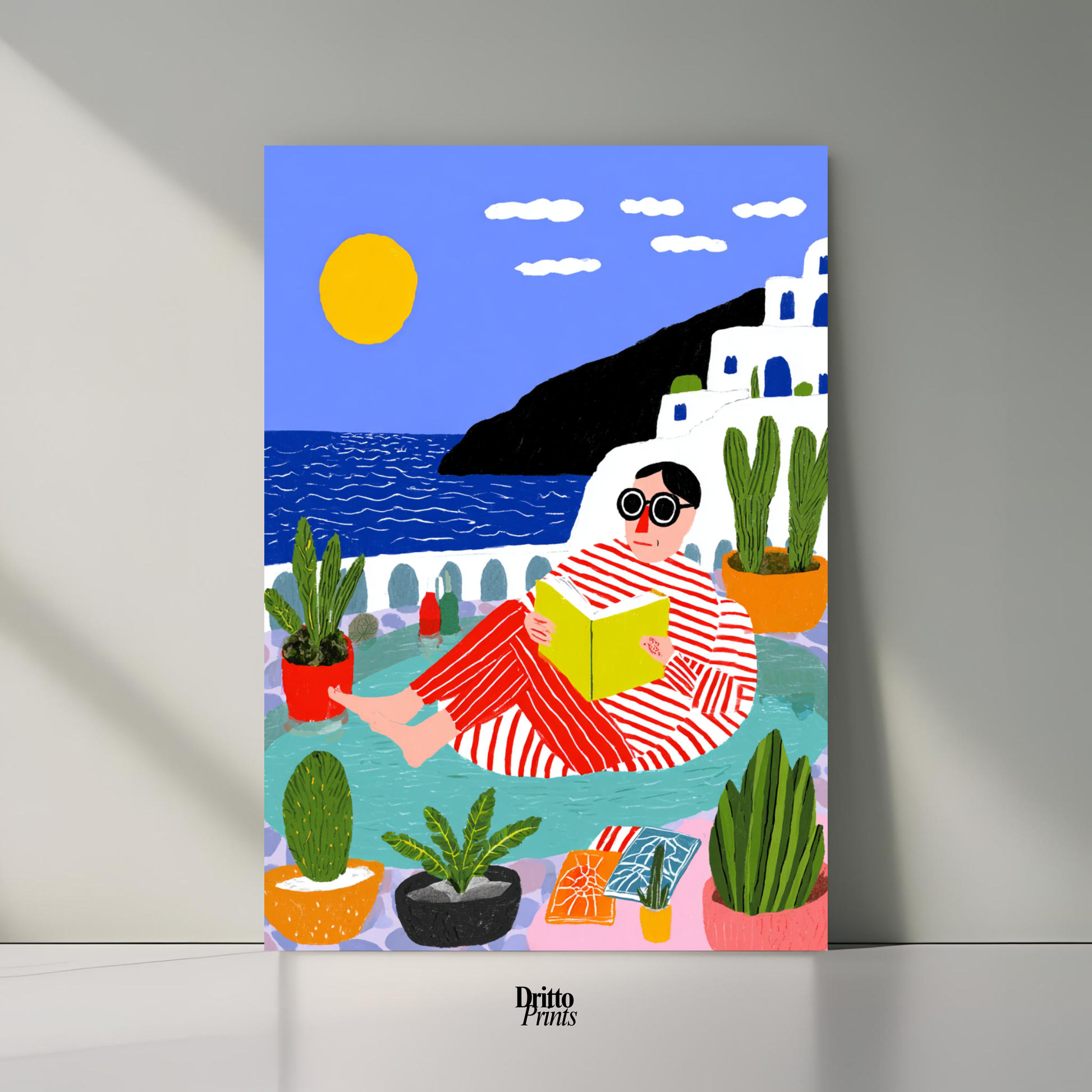 (PD38) Morning Glow at the Villa – 1980s Poolside Poster