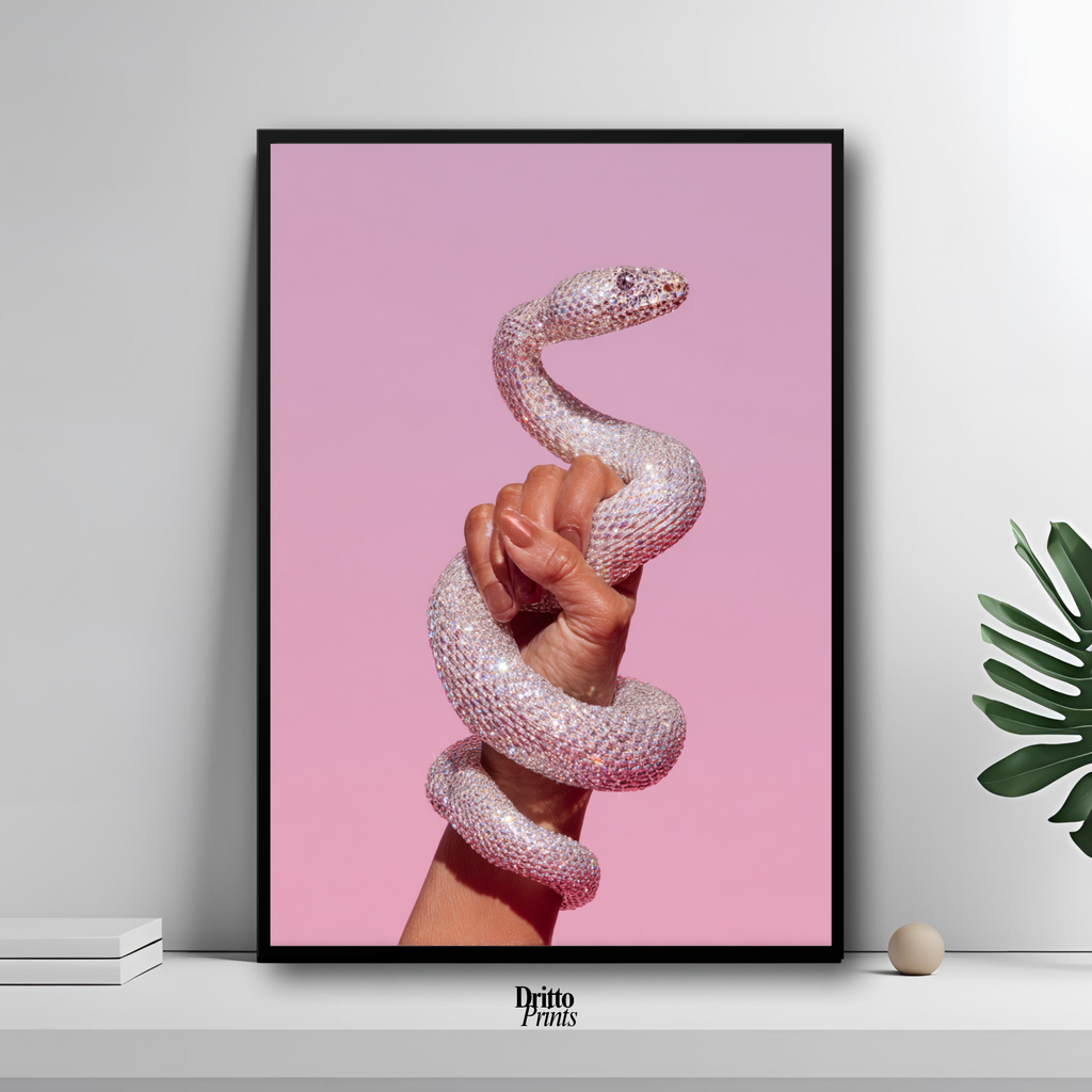 (FD31) Diamond Serpent in Her Hand - Framed matte paper poster