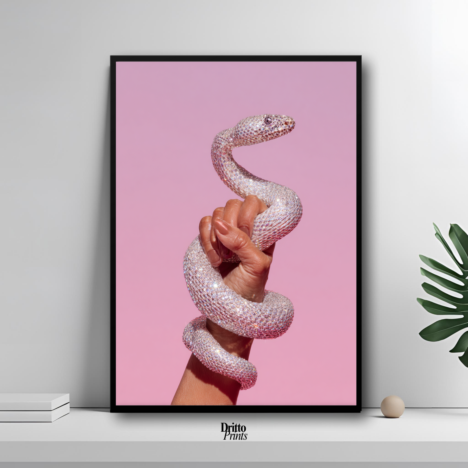 (FD31) Diamond Serpent in Her Hand - Framed matte paper poster