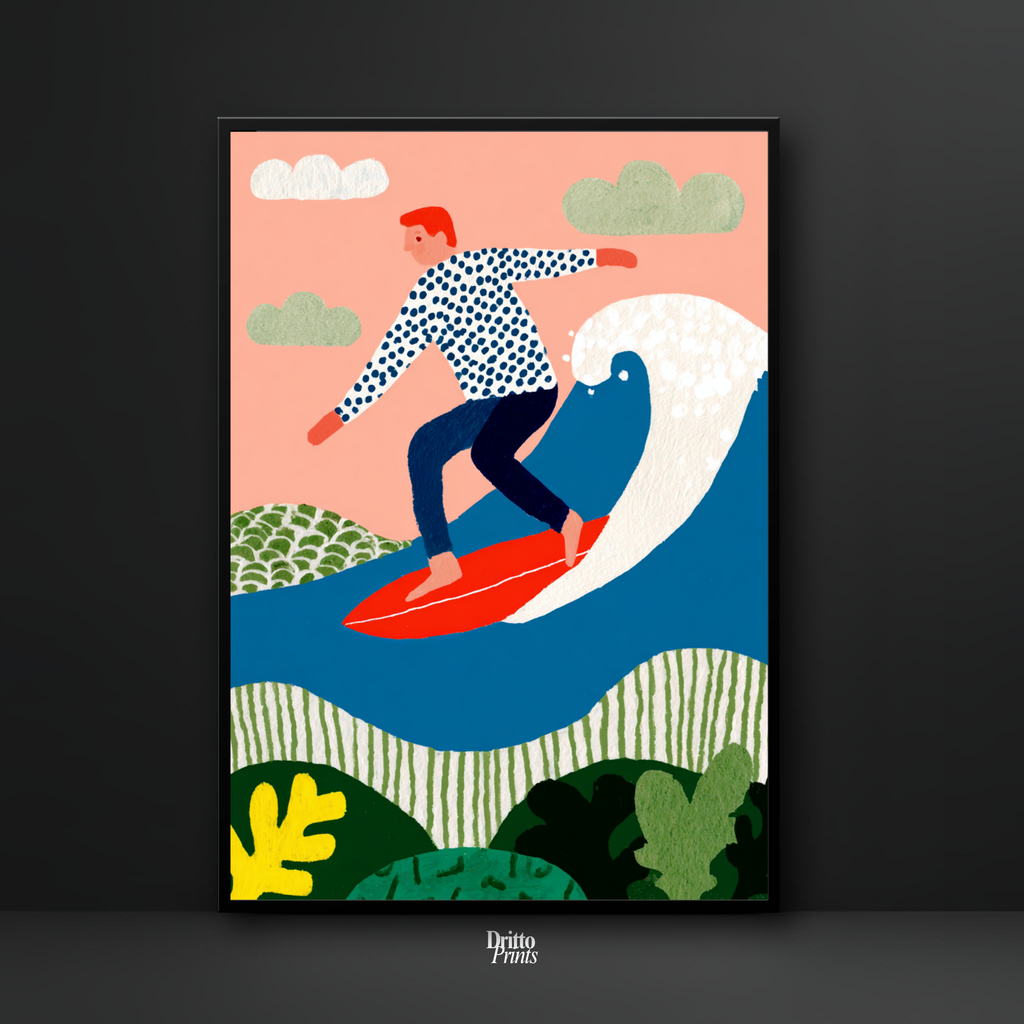 (FD39) Big Wave Ride – Framed matte paper poster