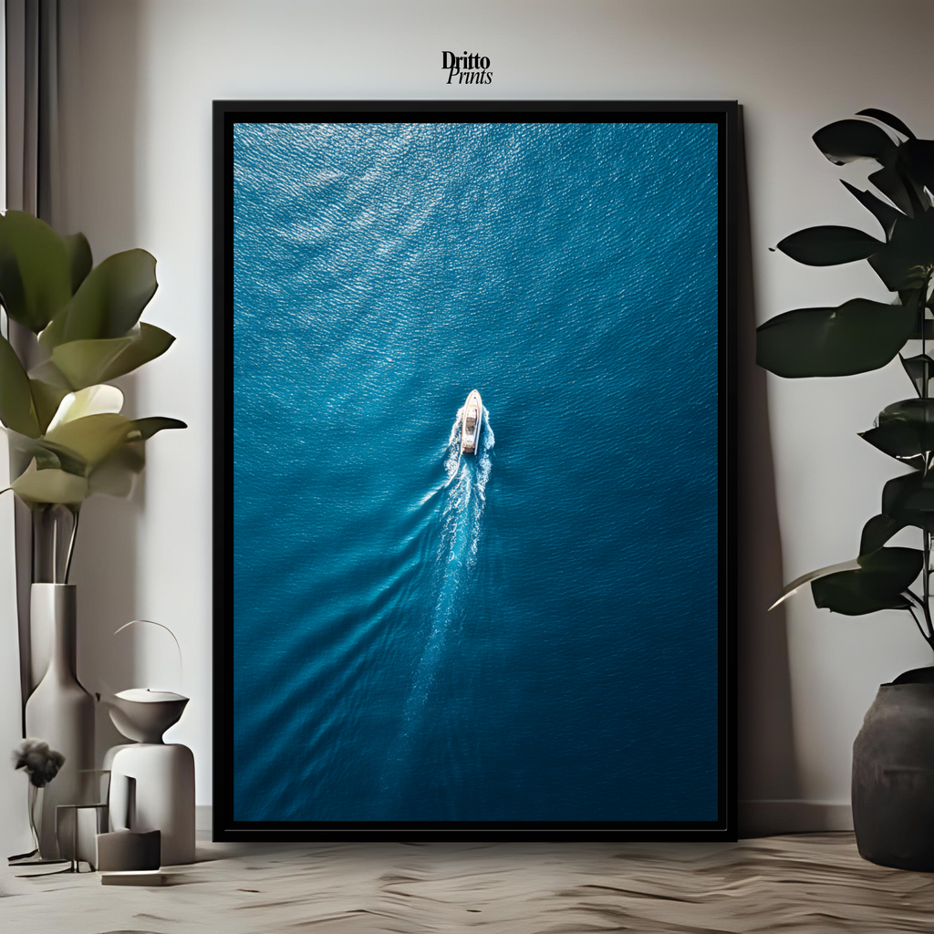 (CF6) Morning Drift Over Blue - Framed canvas