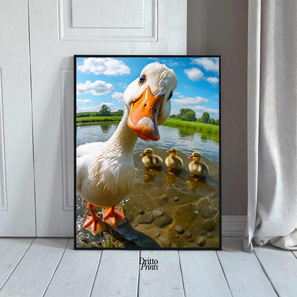 (FD15) Duck, Duck... Hello! - Framed matte paper poster