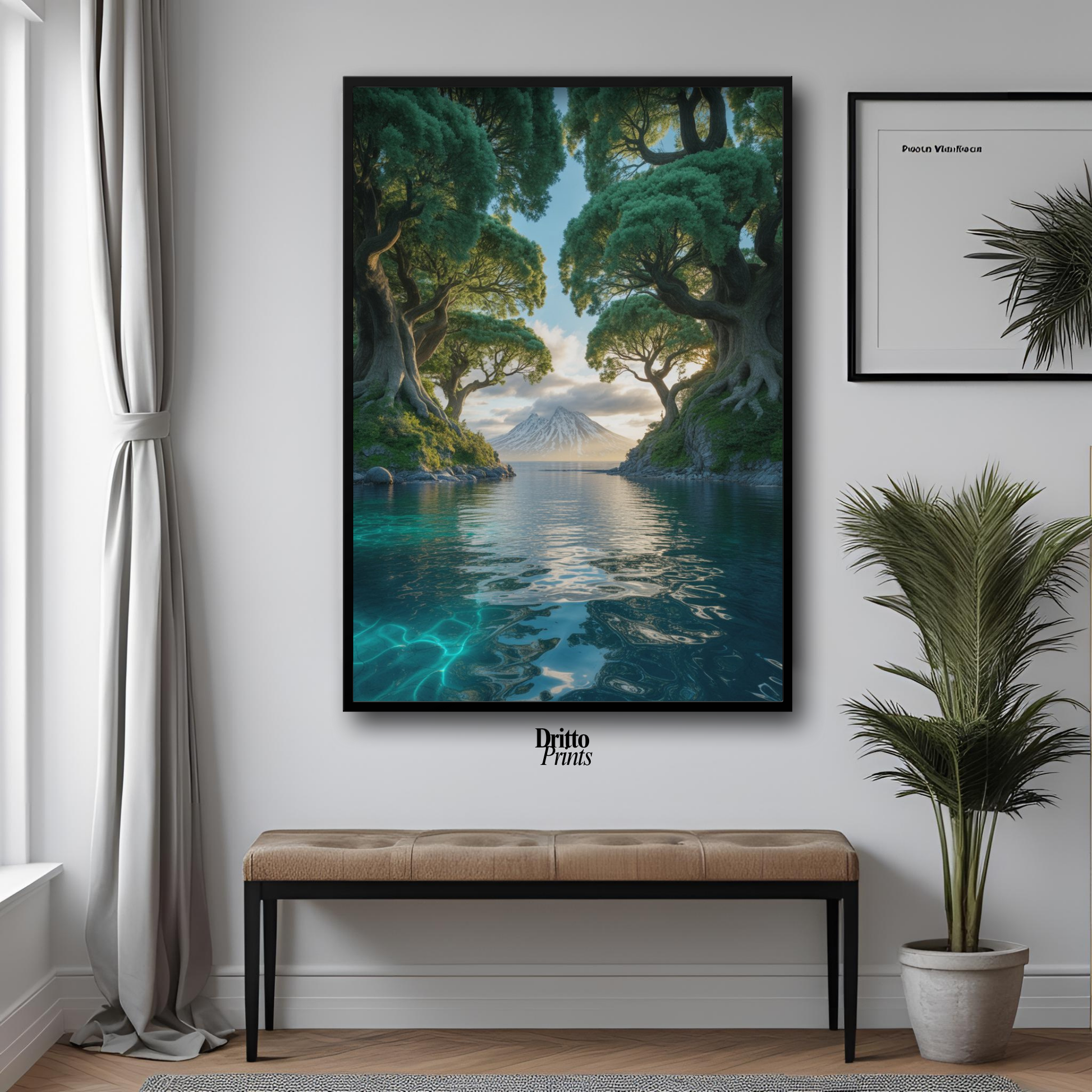 (FD28) Serene Forest & Sea - Framed matte paper poster