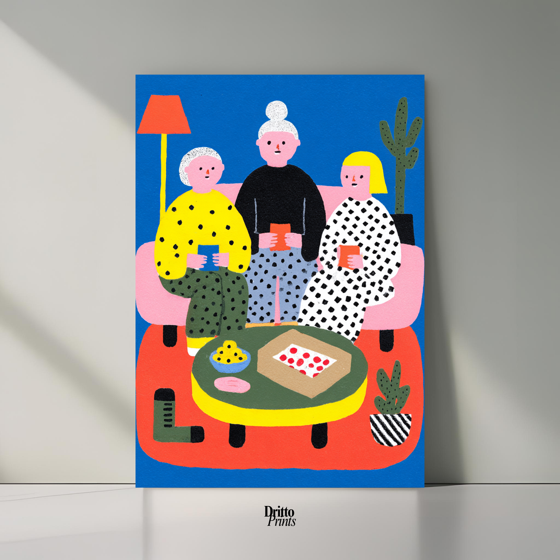 (PD36) Retro Sleepover – Pizza, Batman & 80s Living Room Poster