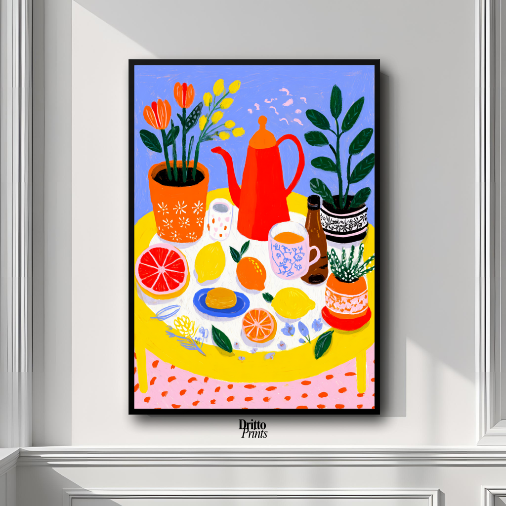 (FD44) Dacha Morning Table - Framed matte paper poster