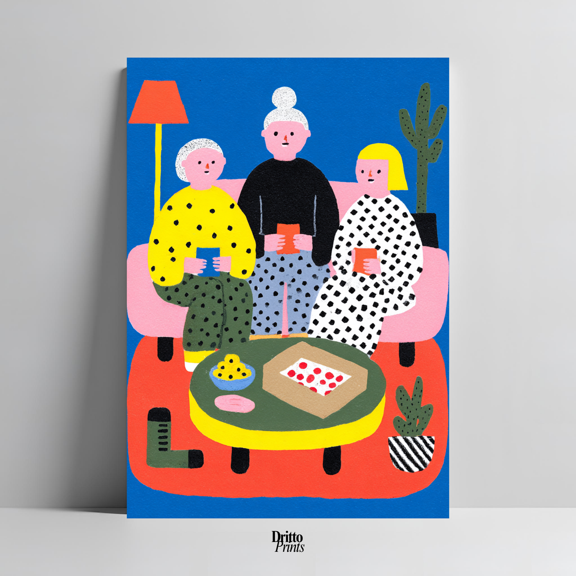 (PD36) Retro Sleepover – Pizza, Batman & 80s Living Room Poster